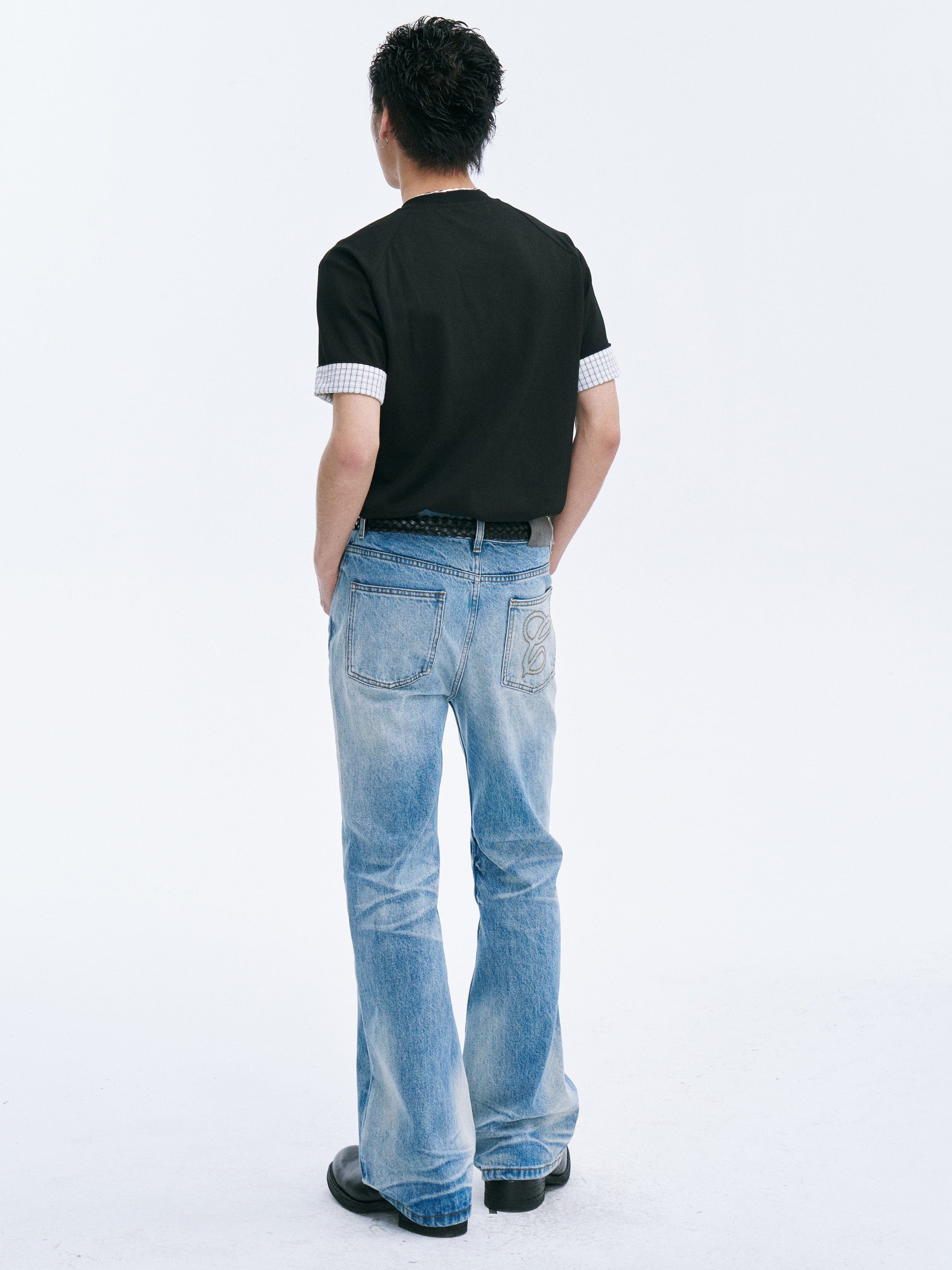 CATSSTAC Frost-Washed Distressed Straight-Leg Jeans, premium urban and streetwear designers apparel on PROJECTISR.com, CATSSTAC