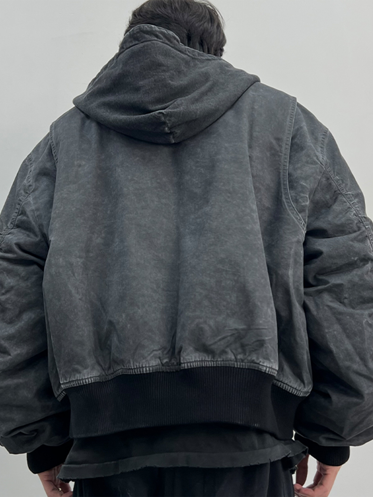 AVINMADE Washed Stitch Hooded Bomber Jacket