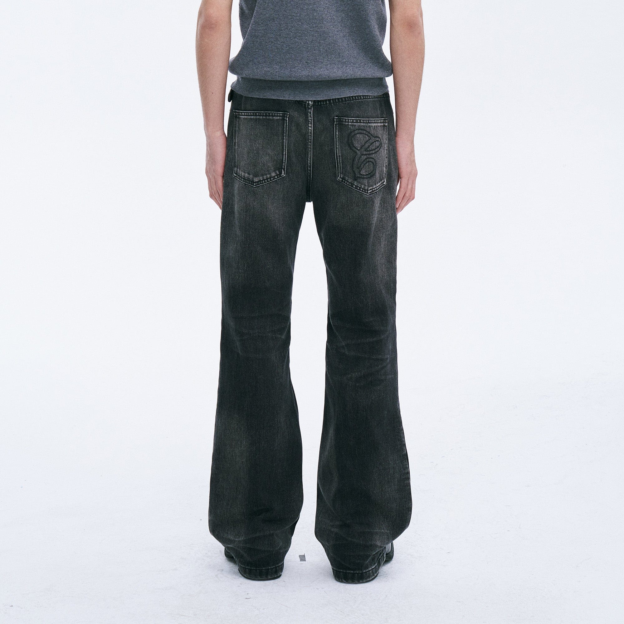 CATSSTAC Whisker Washed Frayed Straight-Leg Jeans, premium urban and streetwear designers apparel on PROJECTISR.com, CATSSTAC