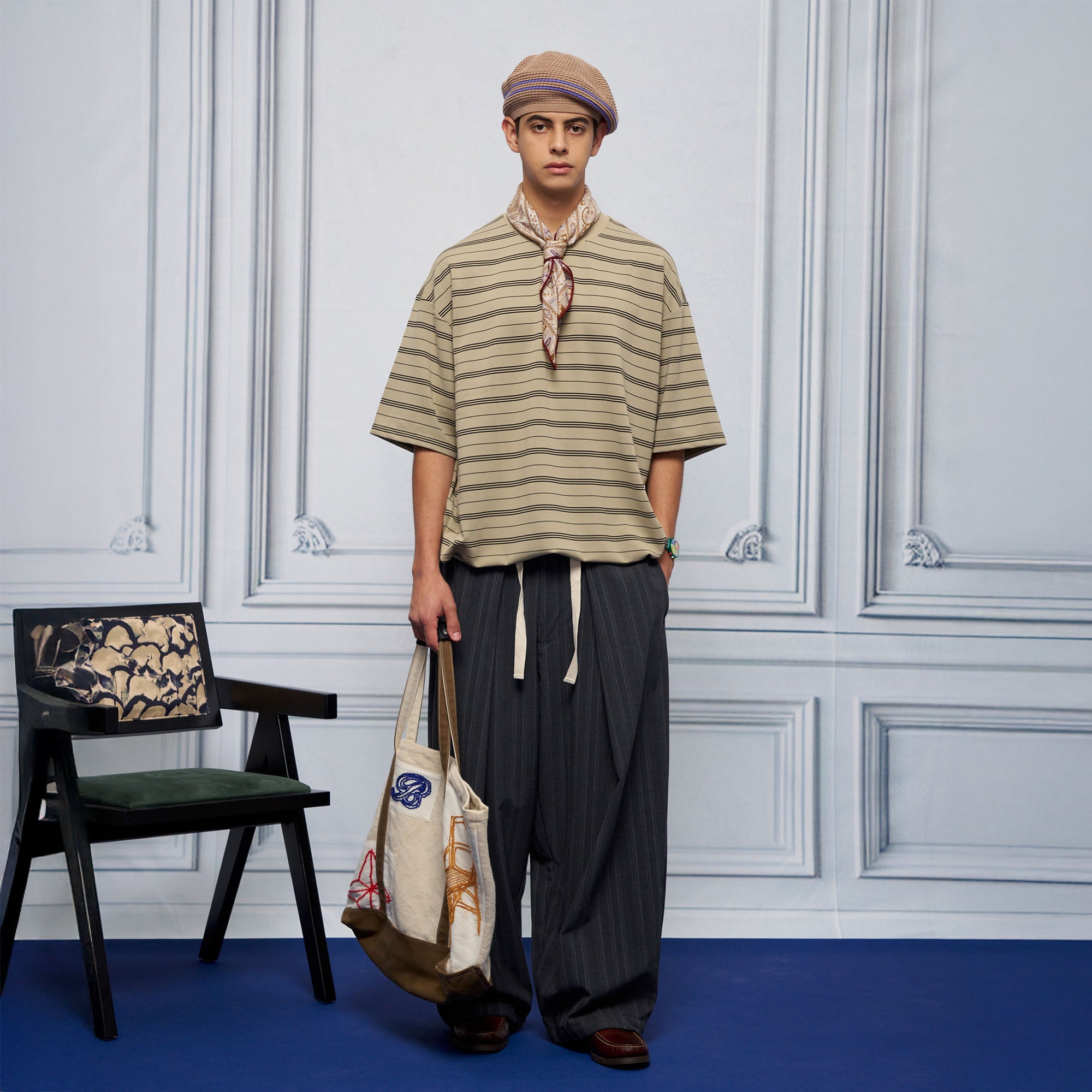 UNLIMITED MOTE Pleated Drawstring Wide-Leg Pants, premium urban and streetwear designers apparel on PROJECTISR.com, UNLIMITED MOTE