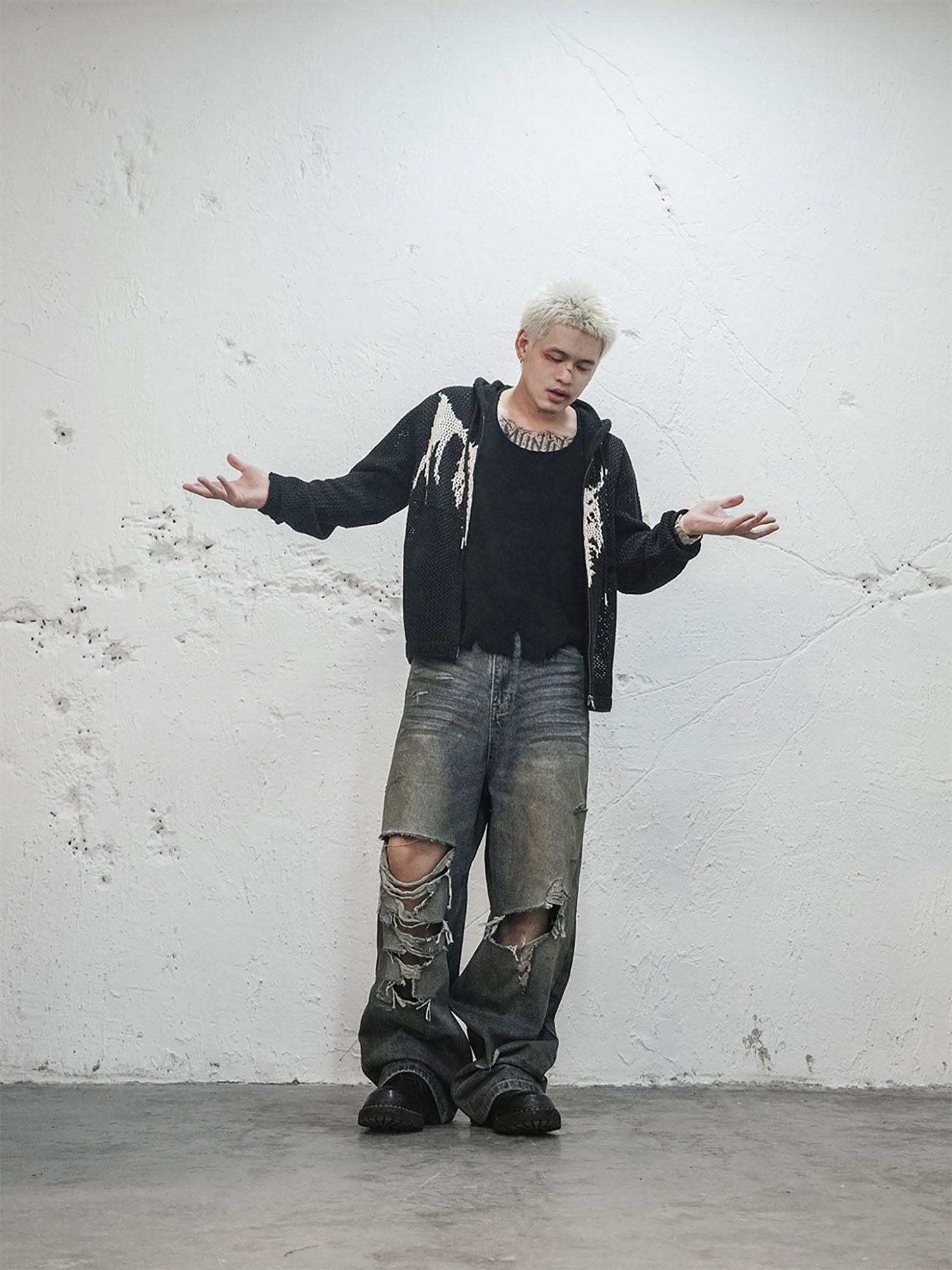 UNDERWATER Hellbound Wing Hooded Zip-Up Cardigan
