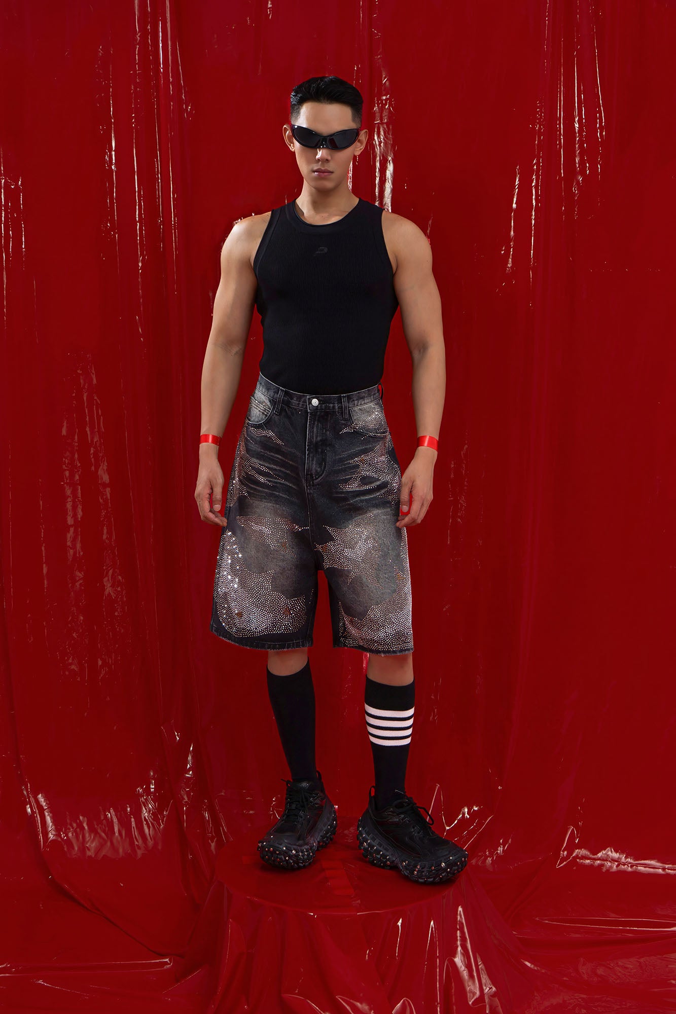 CLP Diamond Distressed Straight-Leg Jorts, premium urban and streetwear designers apparel on PROJECTISR.com, CLP