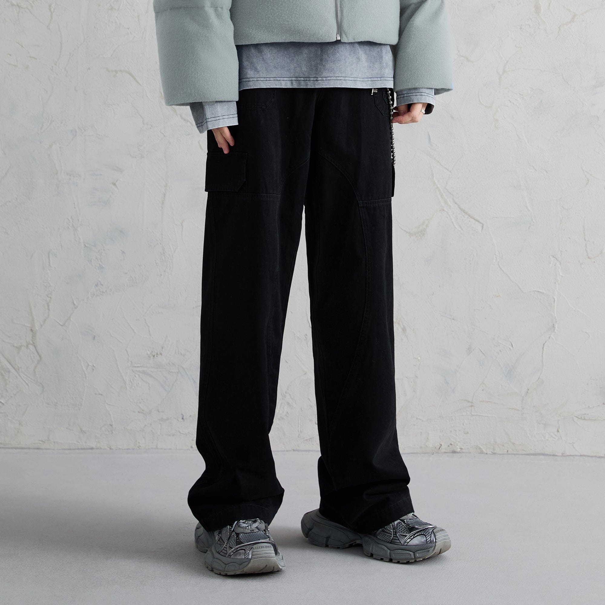 ORGANIC EMOTION Deconstructed Layered-pocket Button Pants