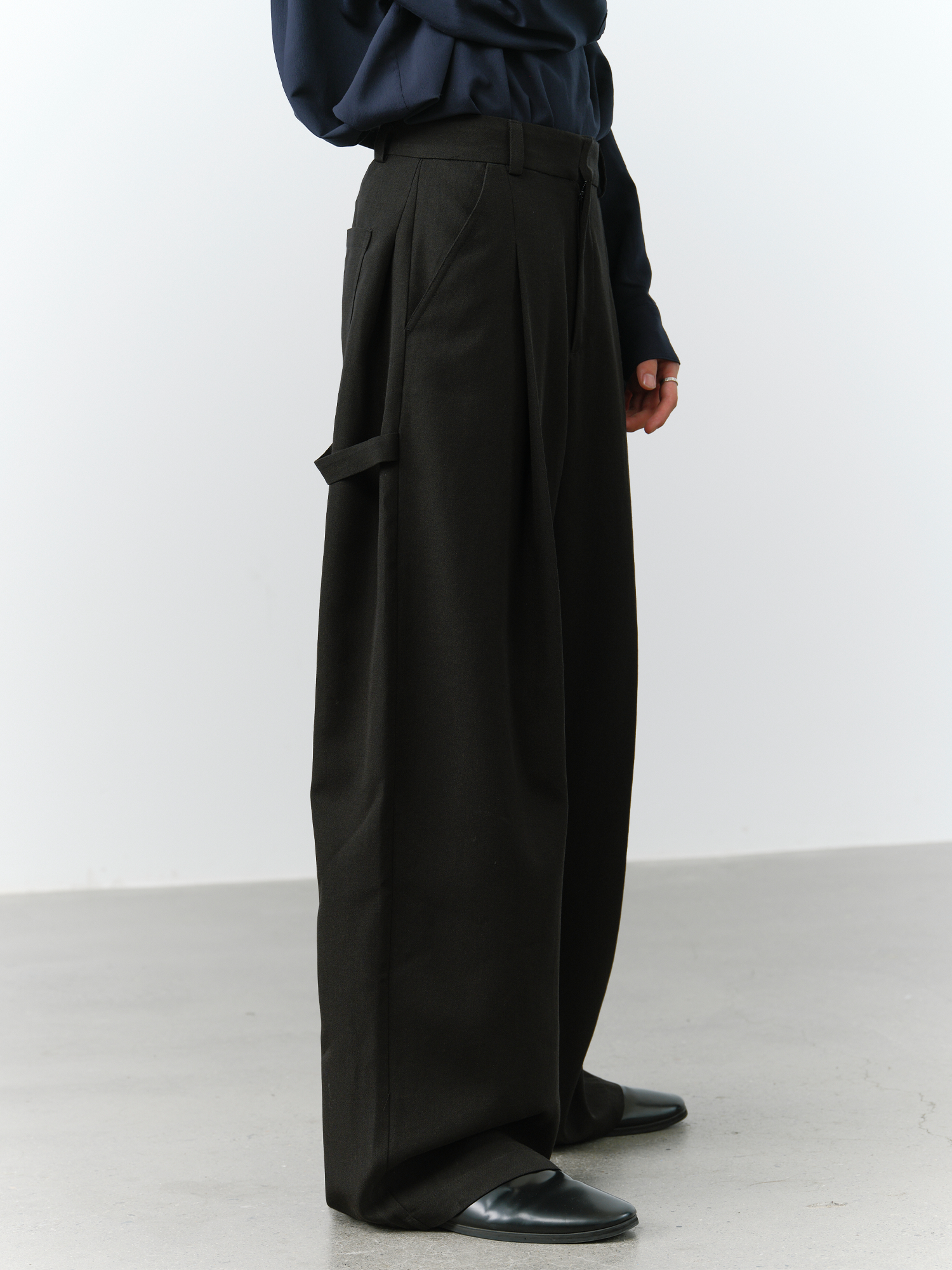 GRAINMUSTARD Minimal Draped Wide-Leg Trousers, premium urban and streetwear designers apparel on PROJECTISR.com, GRAINMUSTARD