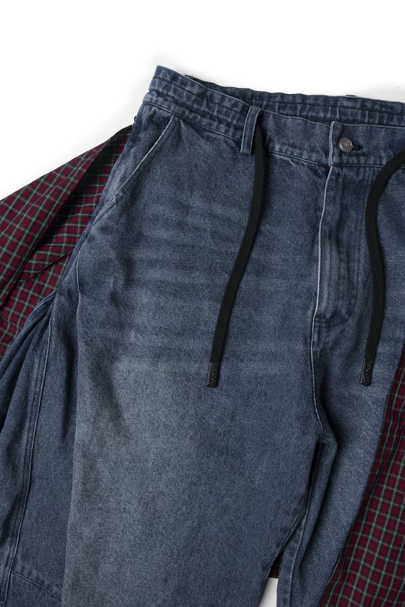 RELABEL Detachable Drape Drawstring Baggy Jeans Blue, premium urban and streetwear designers apparel on PROJECTISR.com, RELABEL