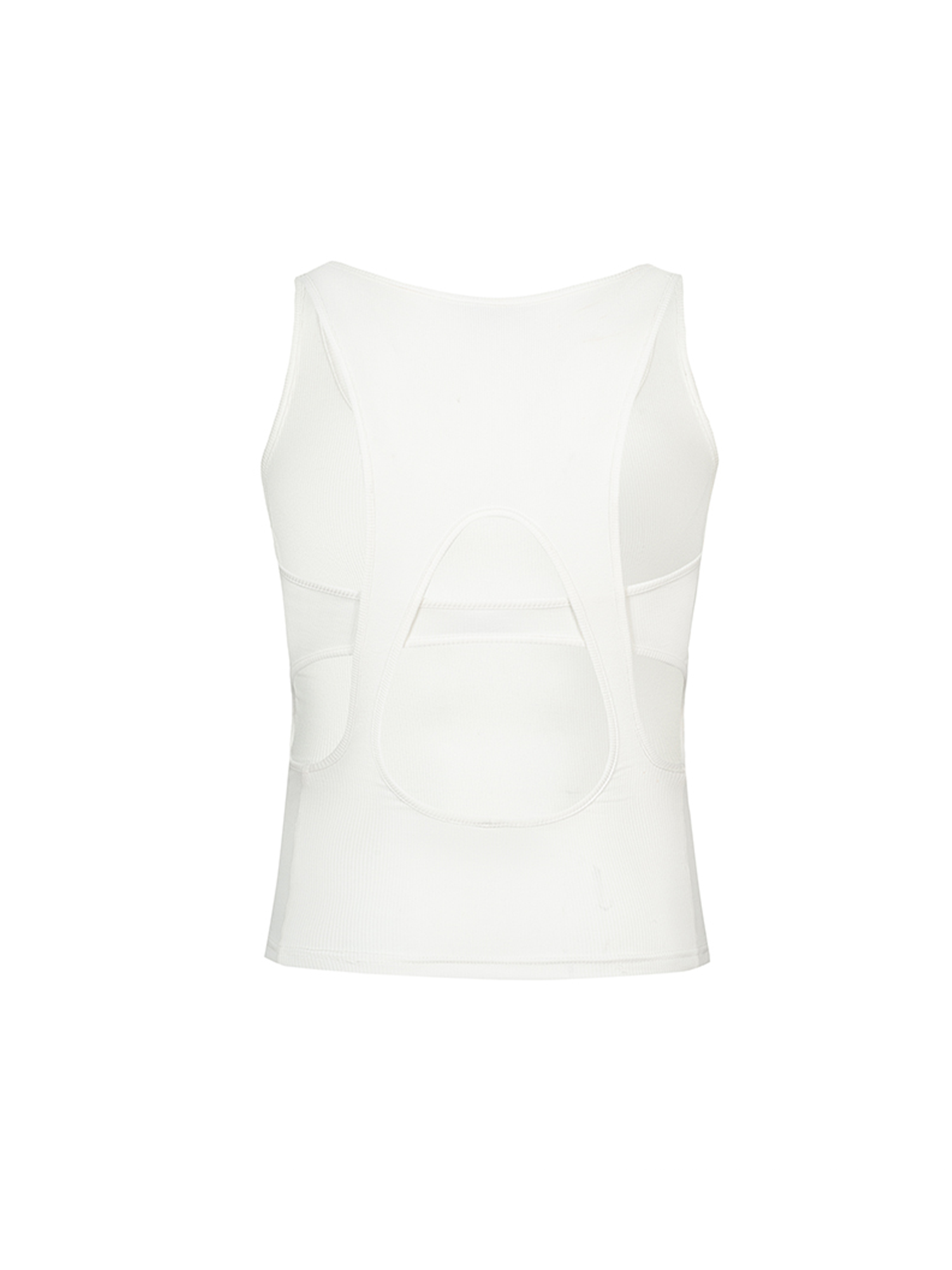 TUIMU Back Cut-Out Ribbed Tank Top White