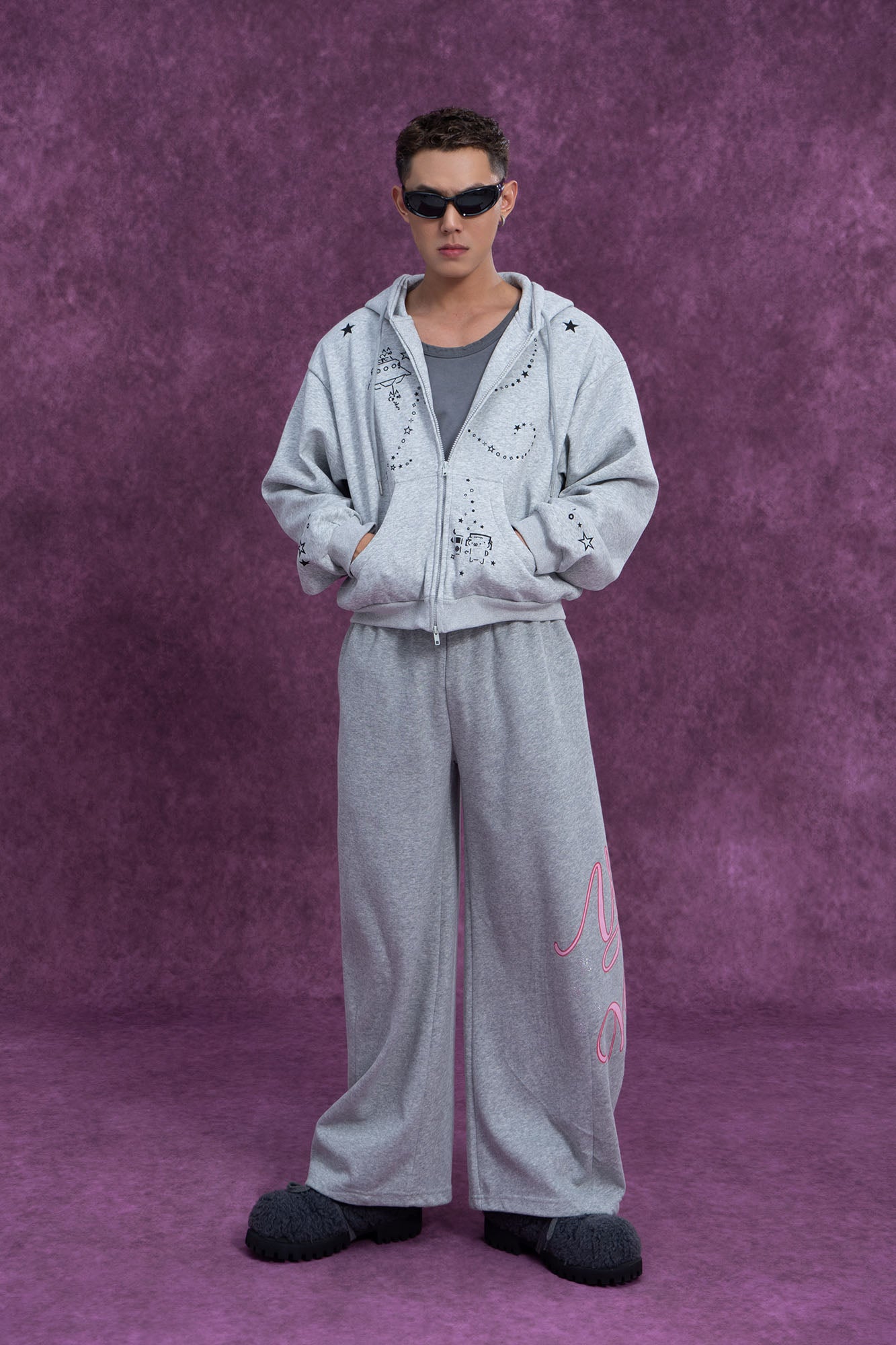 CLP Rabbit Ear Doodle Zip-Up Hoodie