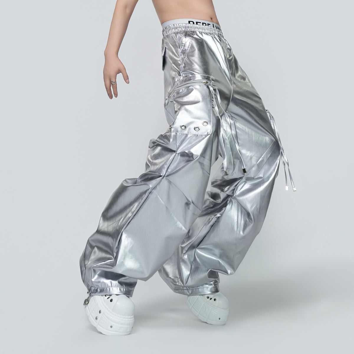 VE2 Metallic Coated Cargo Pants