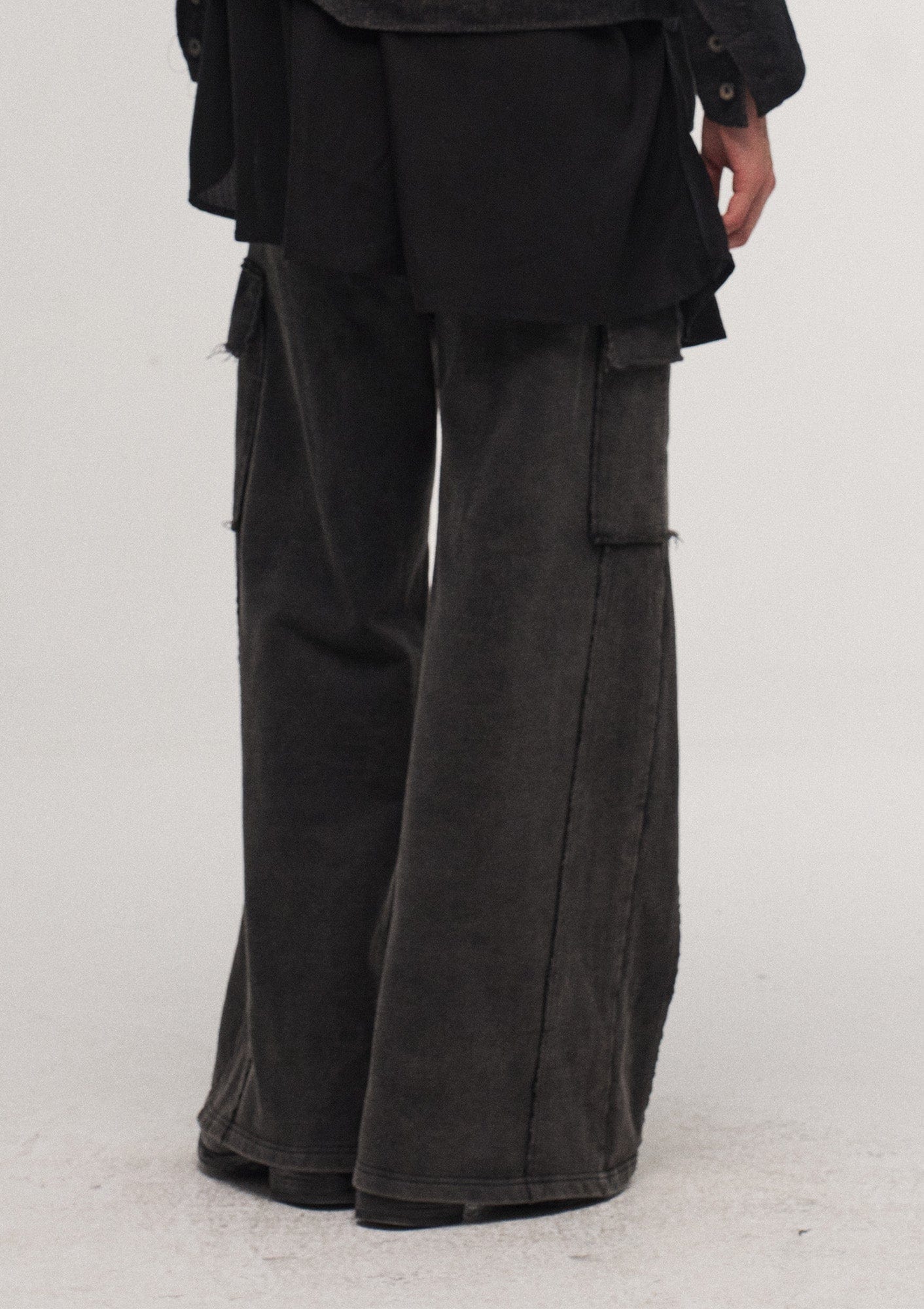 ILNya Nieternite Nifutur Washed Frayed Panel Wide-Leg Pants, premium urban and streetwear designers apparel on PROJECTISR.com, ILNya Nieternite Nifutur