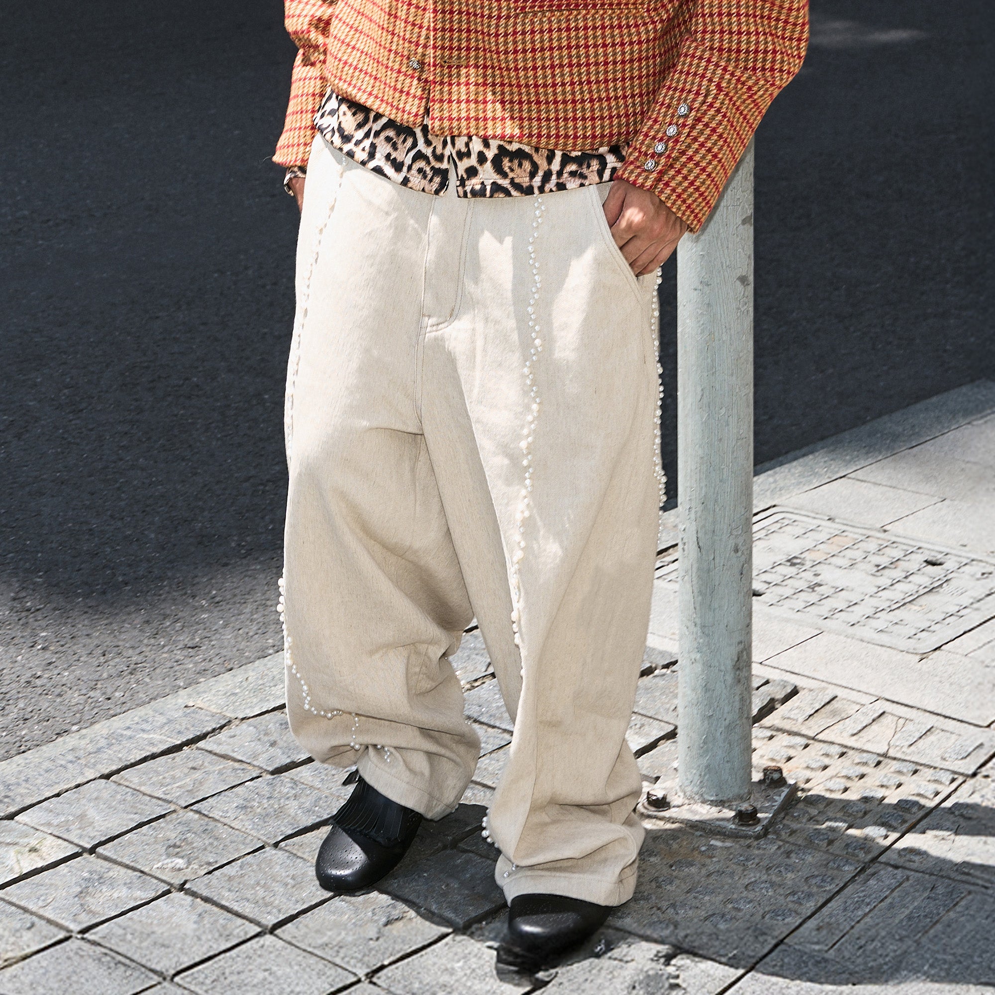 STEEPC Pearl Embellished Linen-Blend Wide-Leg Trousers, premium urban and streetwear designers apparel on PROJECTISR.com, STEEPC