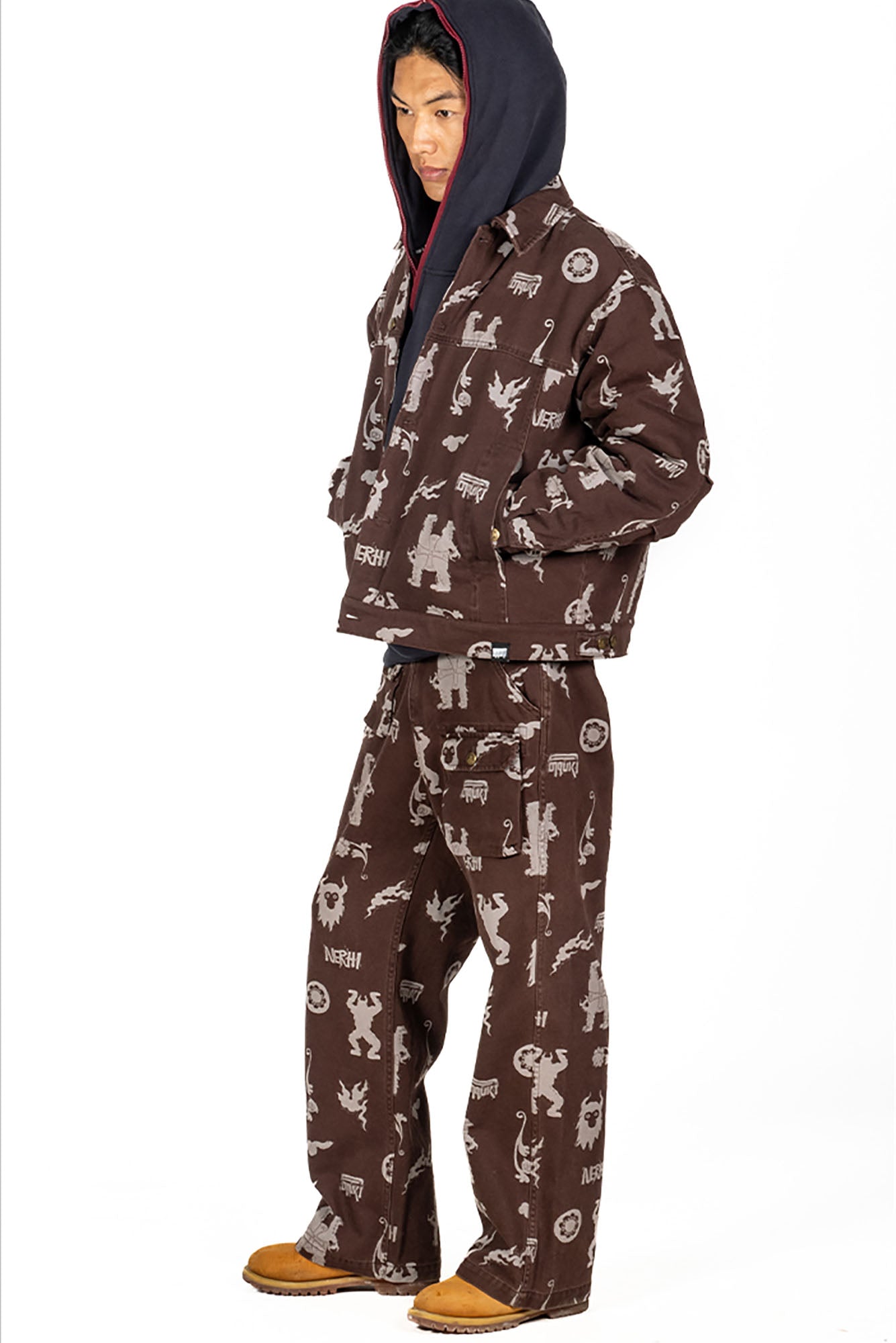 NERHI Tribal Totem Full-Print Shirt Jacket