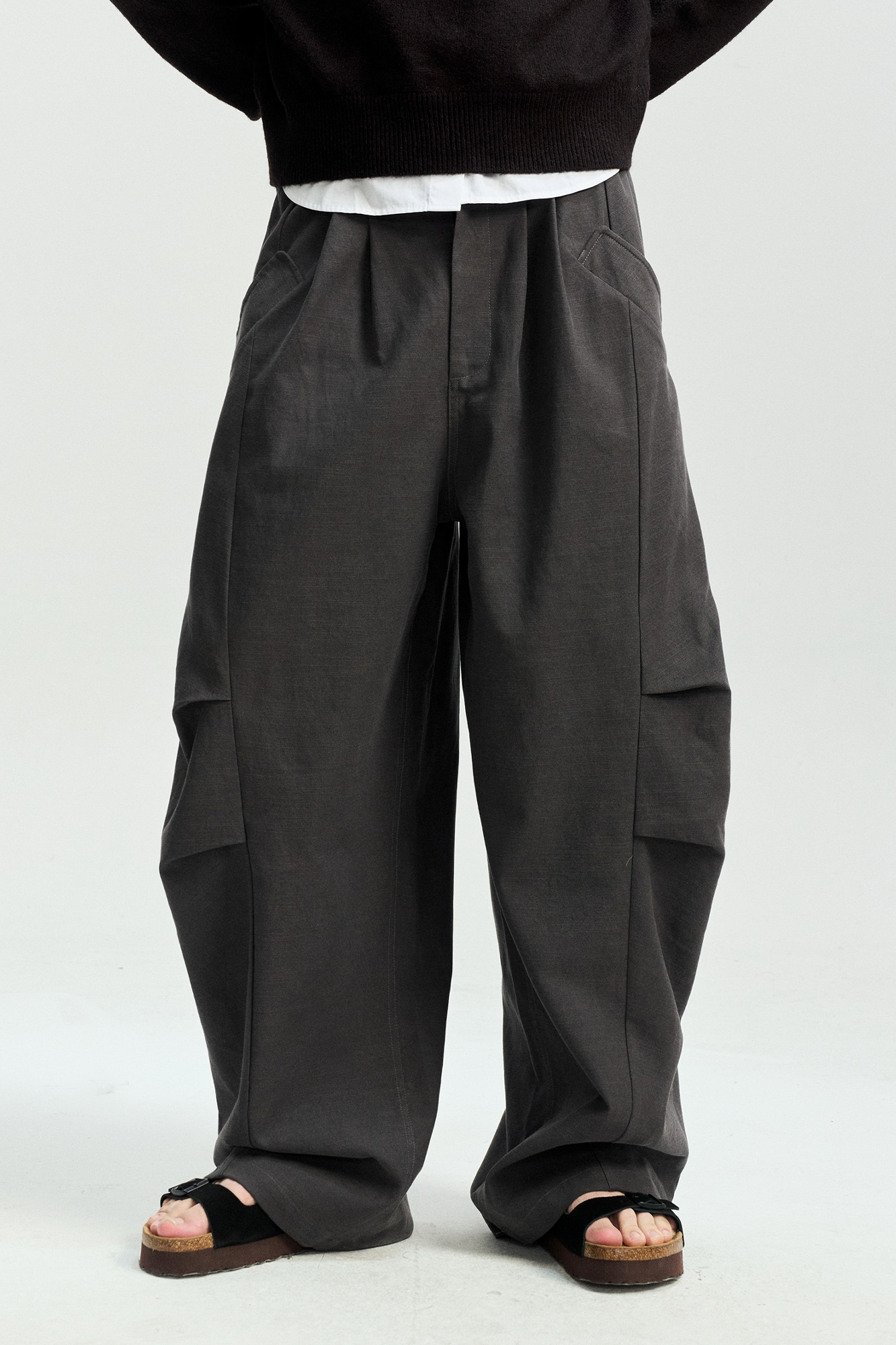 LEONSENSE Modern Curved Paneled Tencel-Cotton Pants, premium urban and streetwear designers apparel on PROJECTISR.com, LEONSENSE