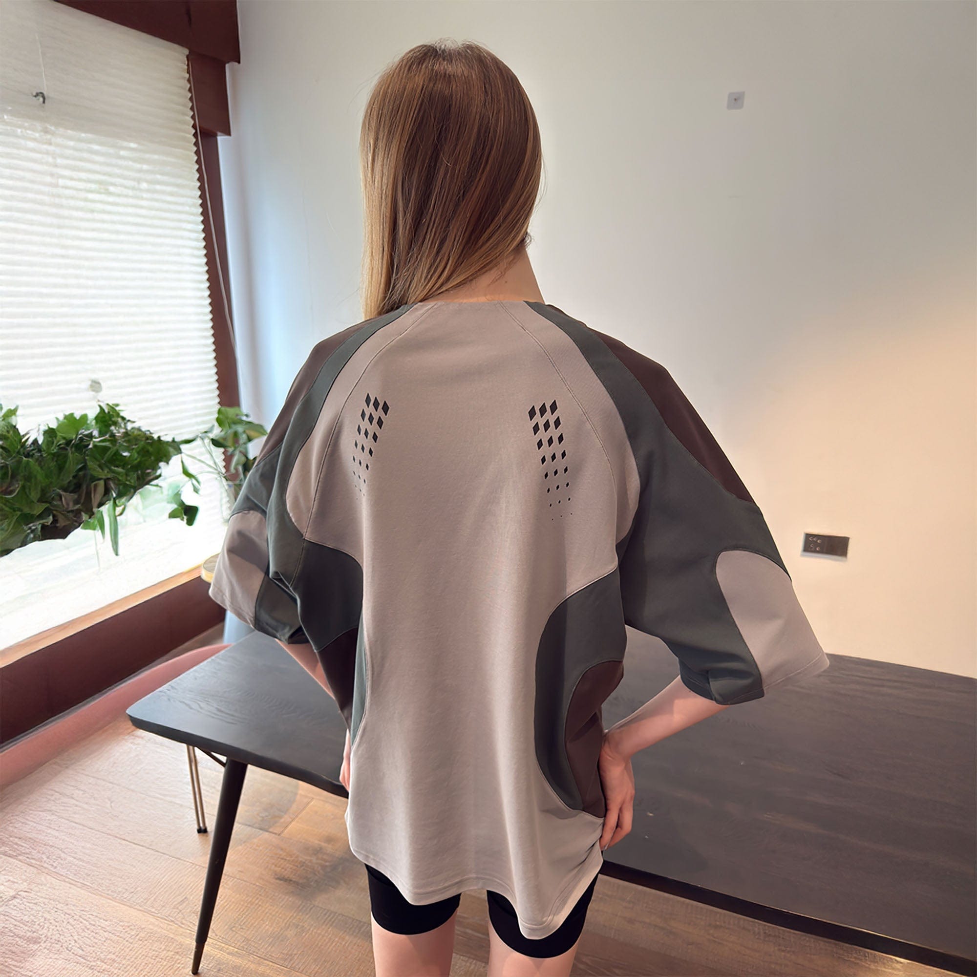 MIICHOUS Arc Spliced Dual Half-Zip Raglan T-Shirt