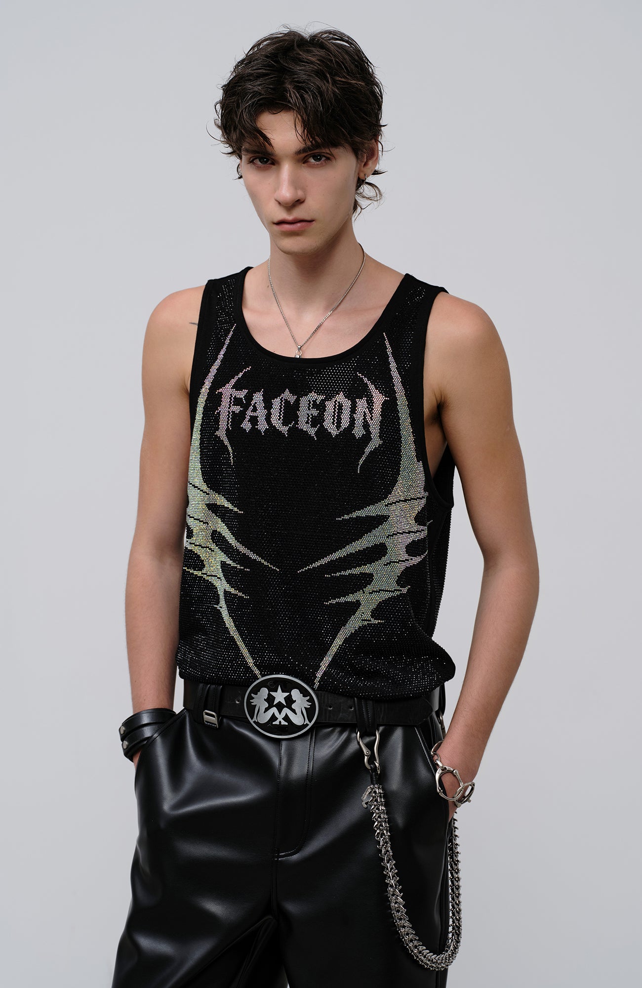 FACEONLAB Venom Diamond Punk Tank Black, premium urban and streetwear designers apparel on PROJECTISR.com, FACEONLAB