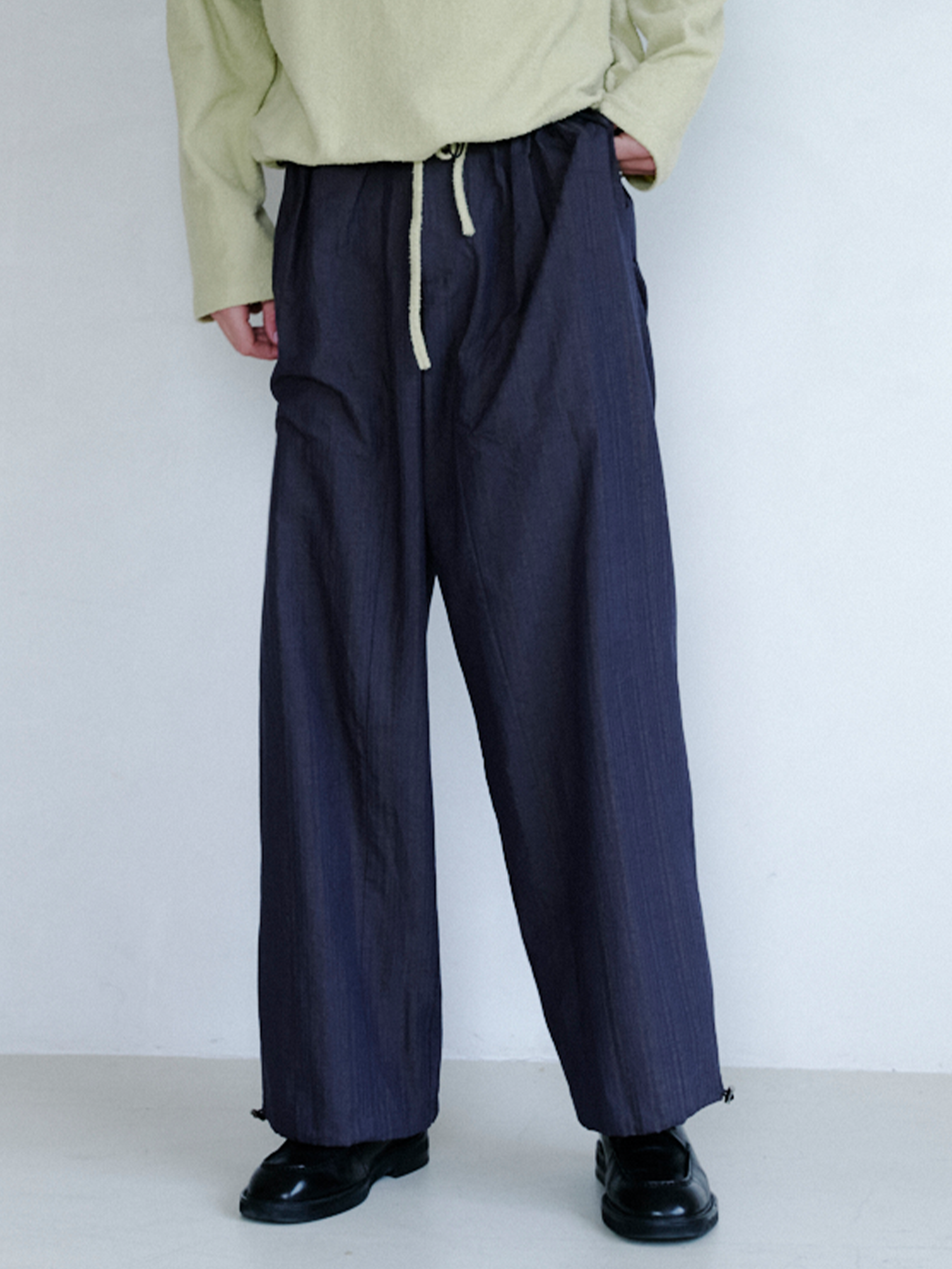 GRAINMUSTARD Drawstring Pleated Straight-Leg Trousers, premium urban and streetwear designers apparel on PROJECTISR.com, GRAINMUSTARD