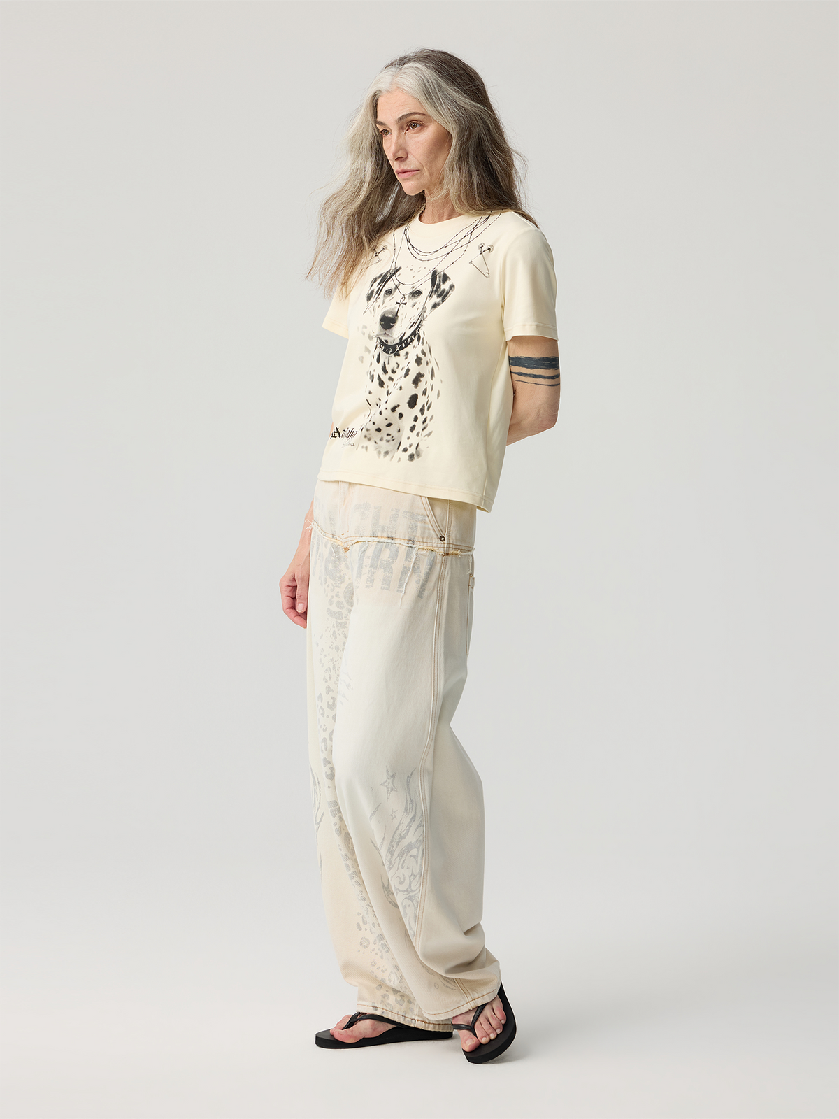 HAHAHA Wide-Leg Silver Leopard Jeans