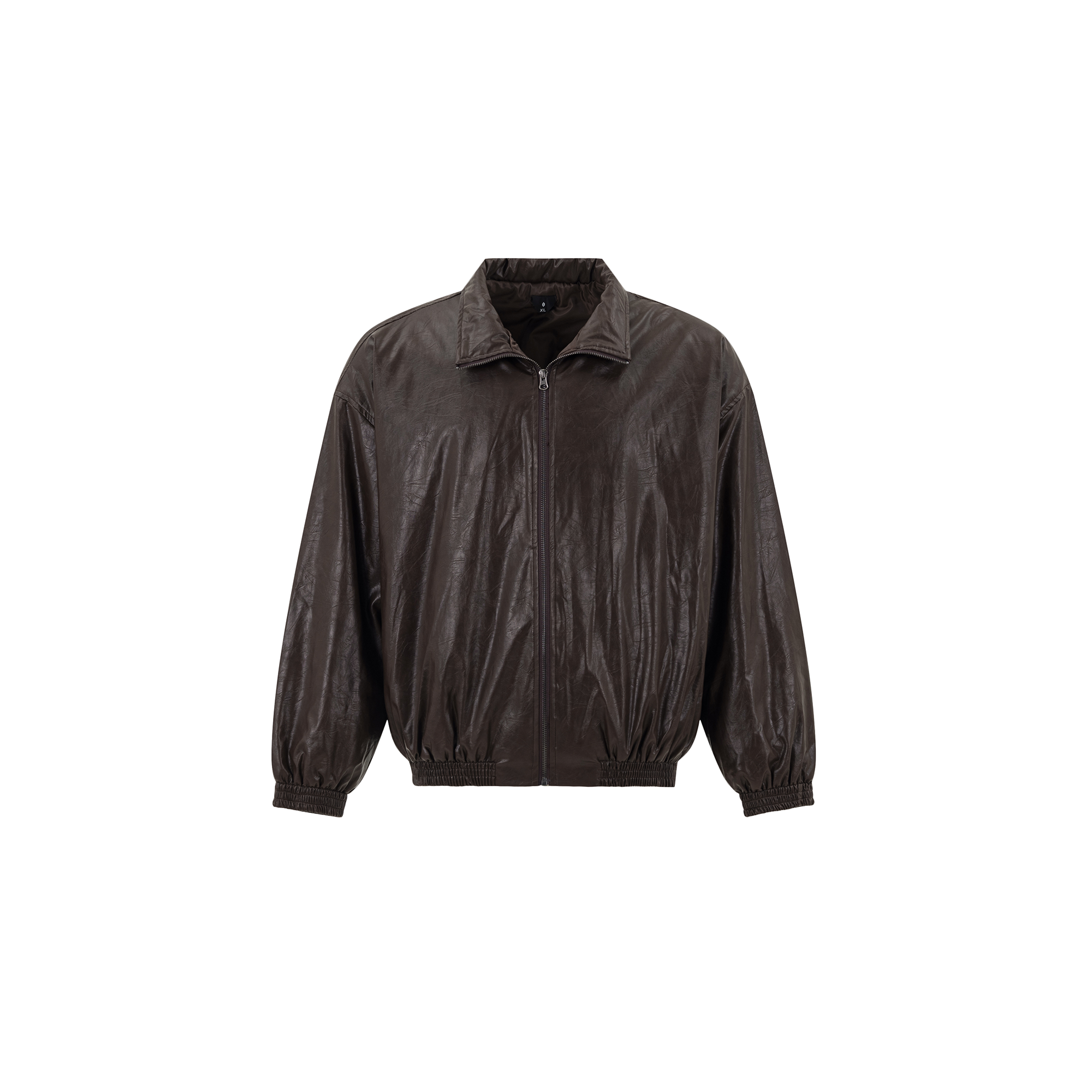 OVDY Faux Leather Crinkle Stand-Collar Jacket, premium urban and streetwear designers apparel on PROJECTISR.com, DVDY