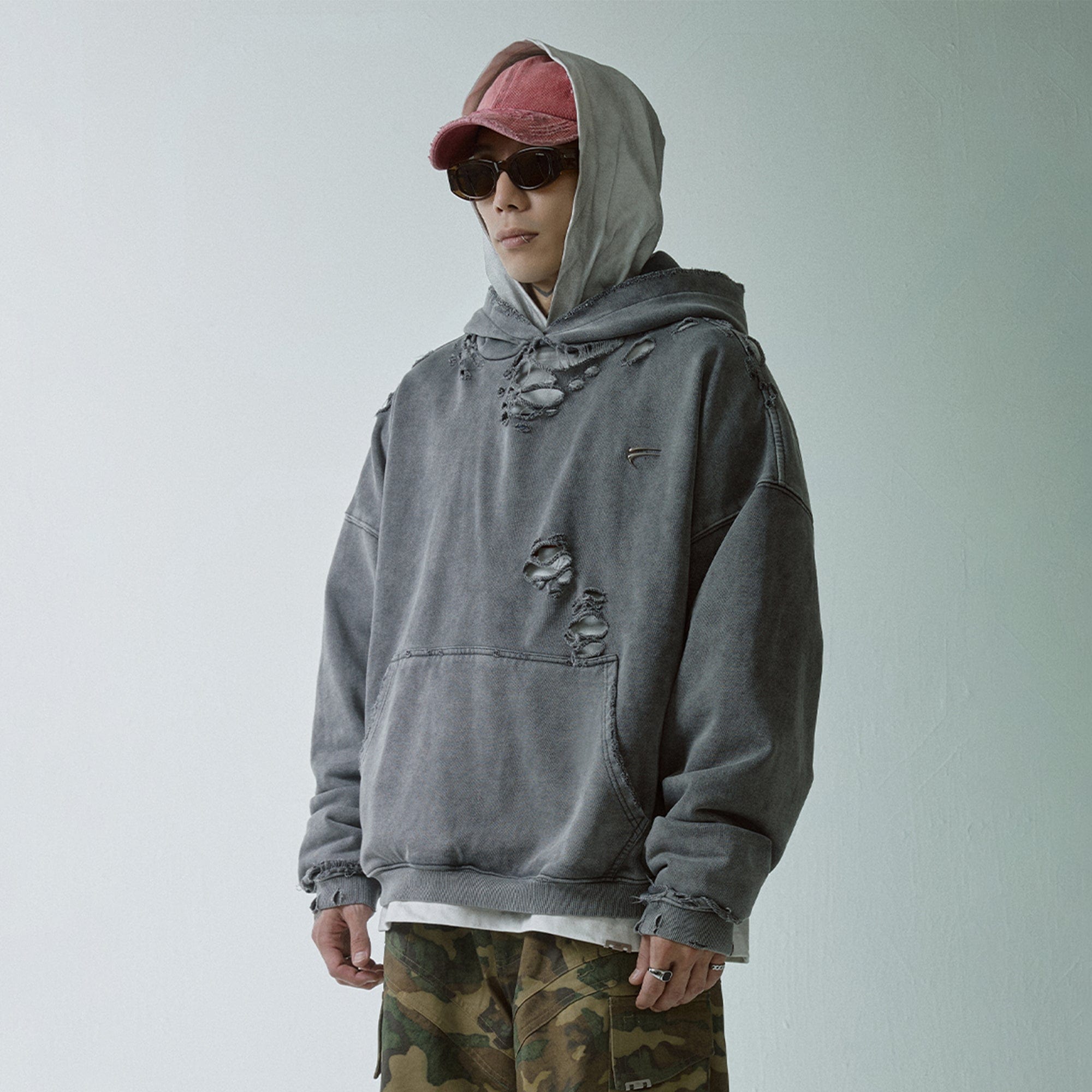 F2CE Essential Oversized Distressed Hoodie