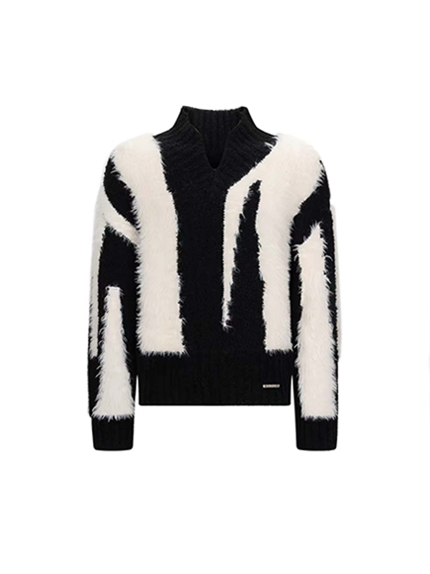 TIWILLTANG Fuzzy Faux-Mink Contrast Sweater