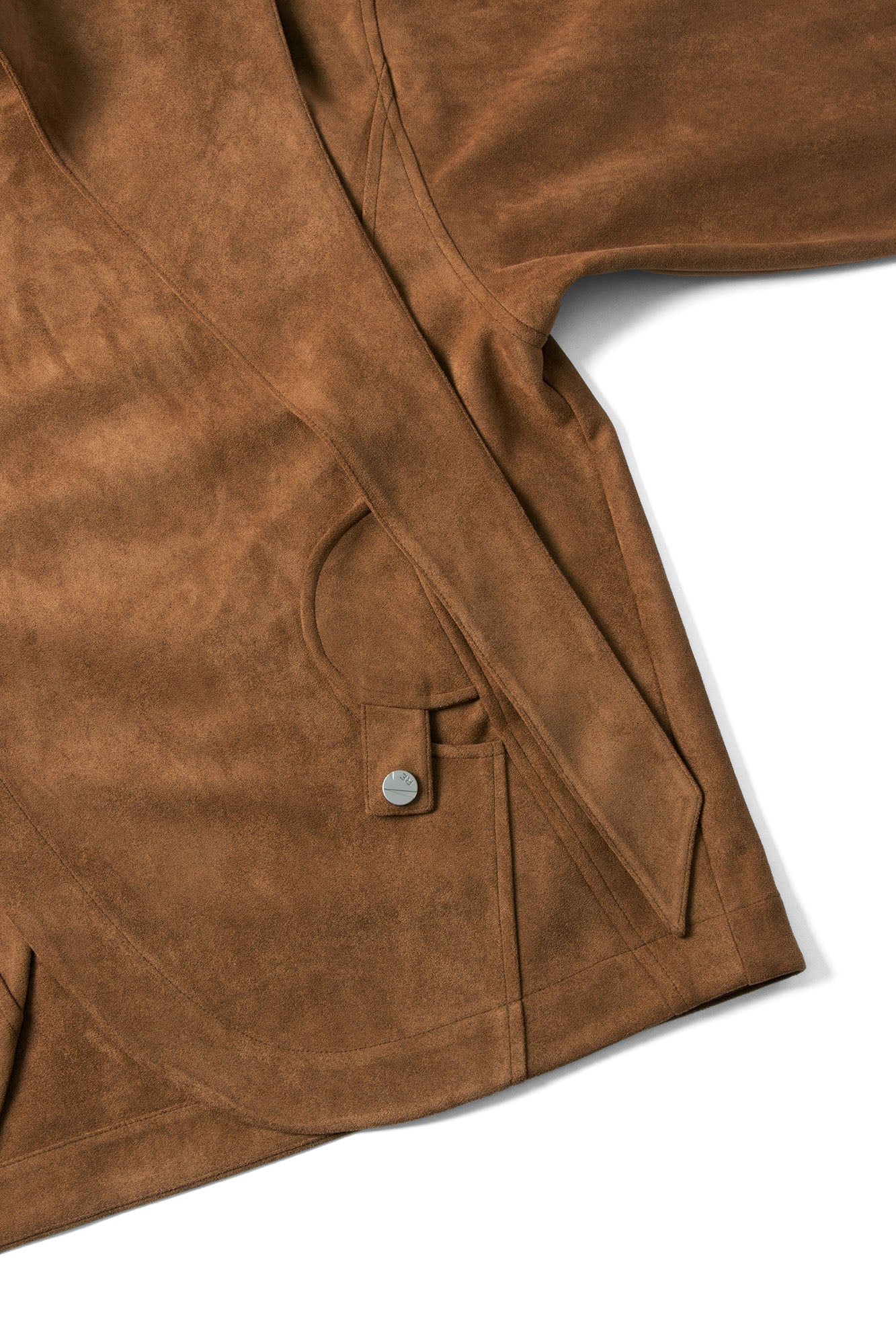 RELABEL Asymmetrical-Zip Detachable-Hood Suede Jacket Brown