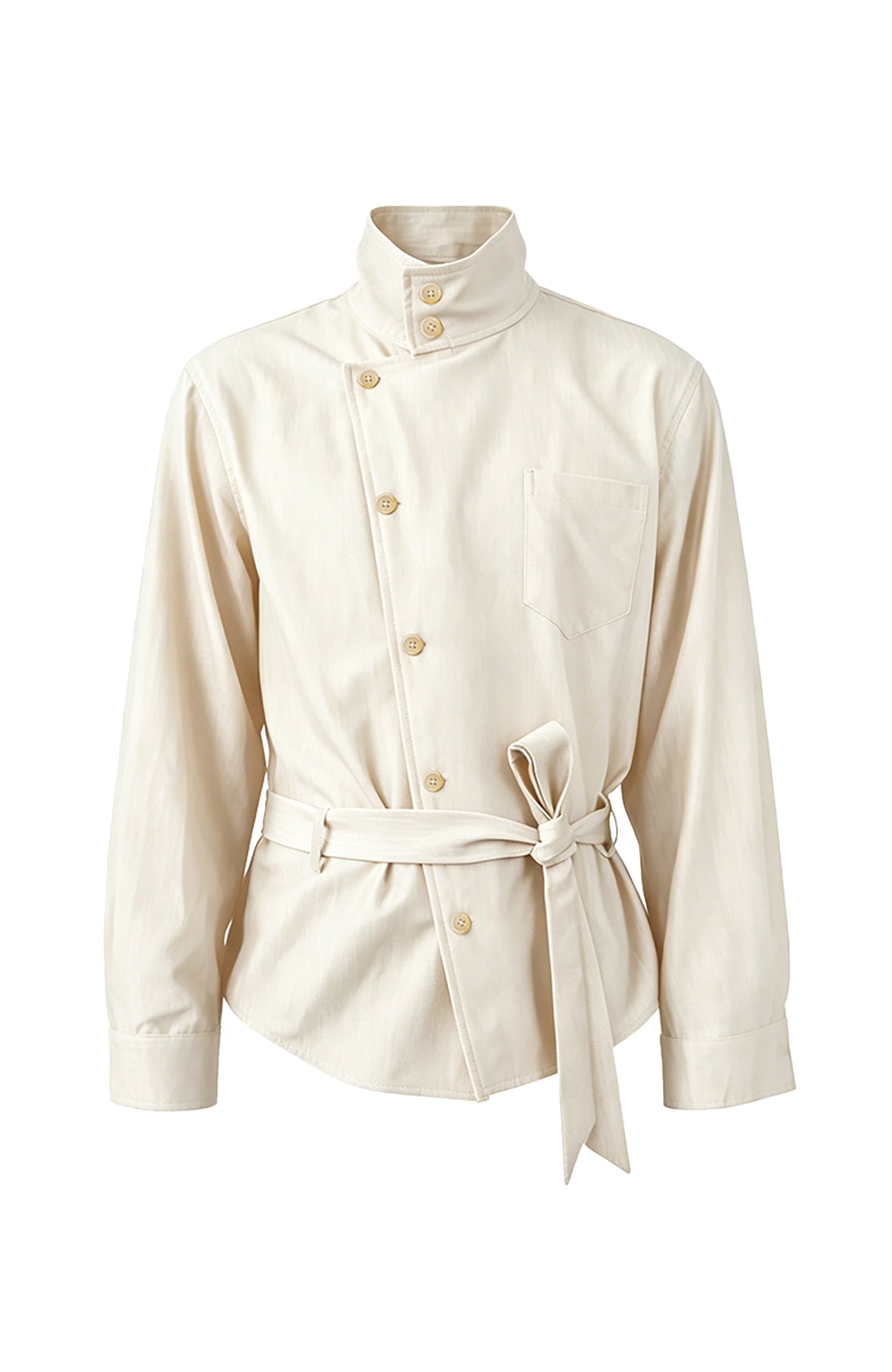 KREATE Stand Collar Wrap Tie Shirt