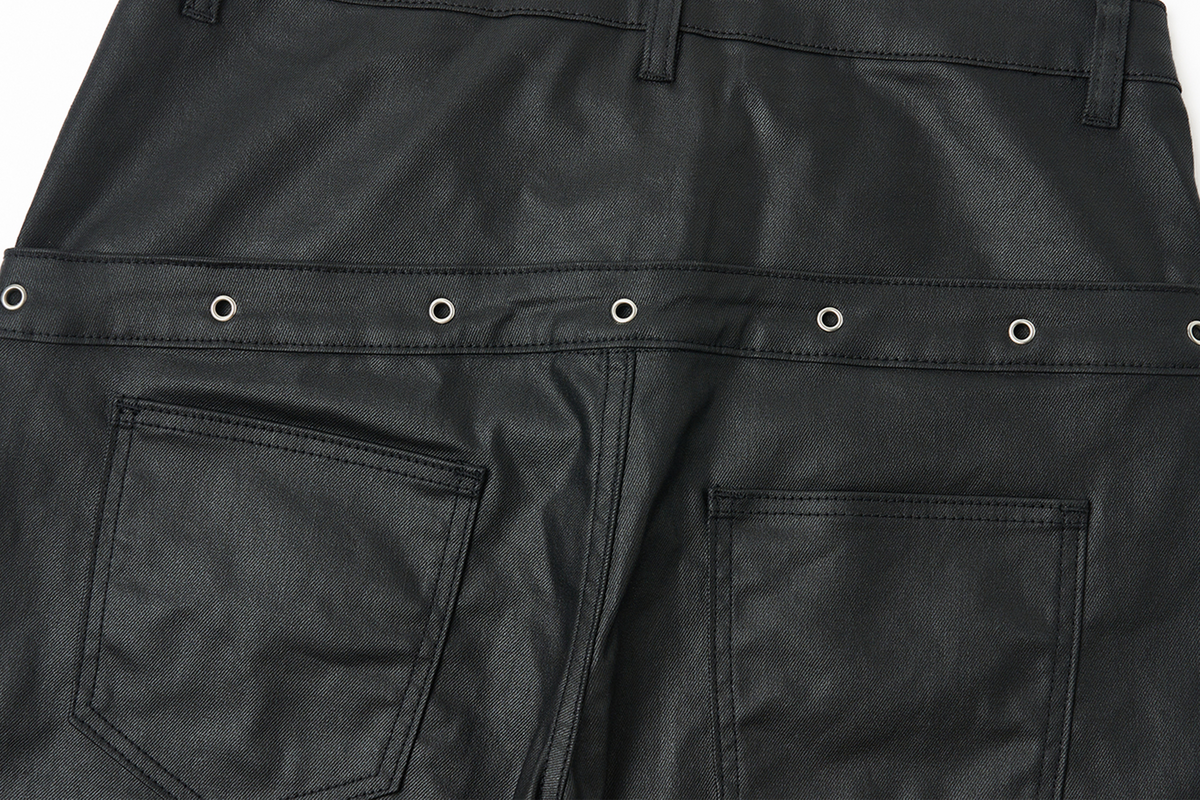 SAXGENWON Double Waist Strap Washed Slim Straight Jeans