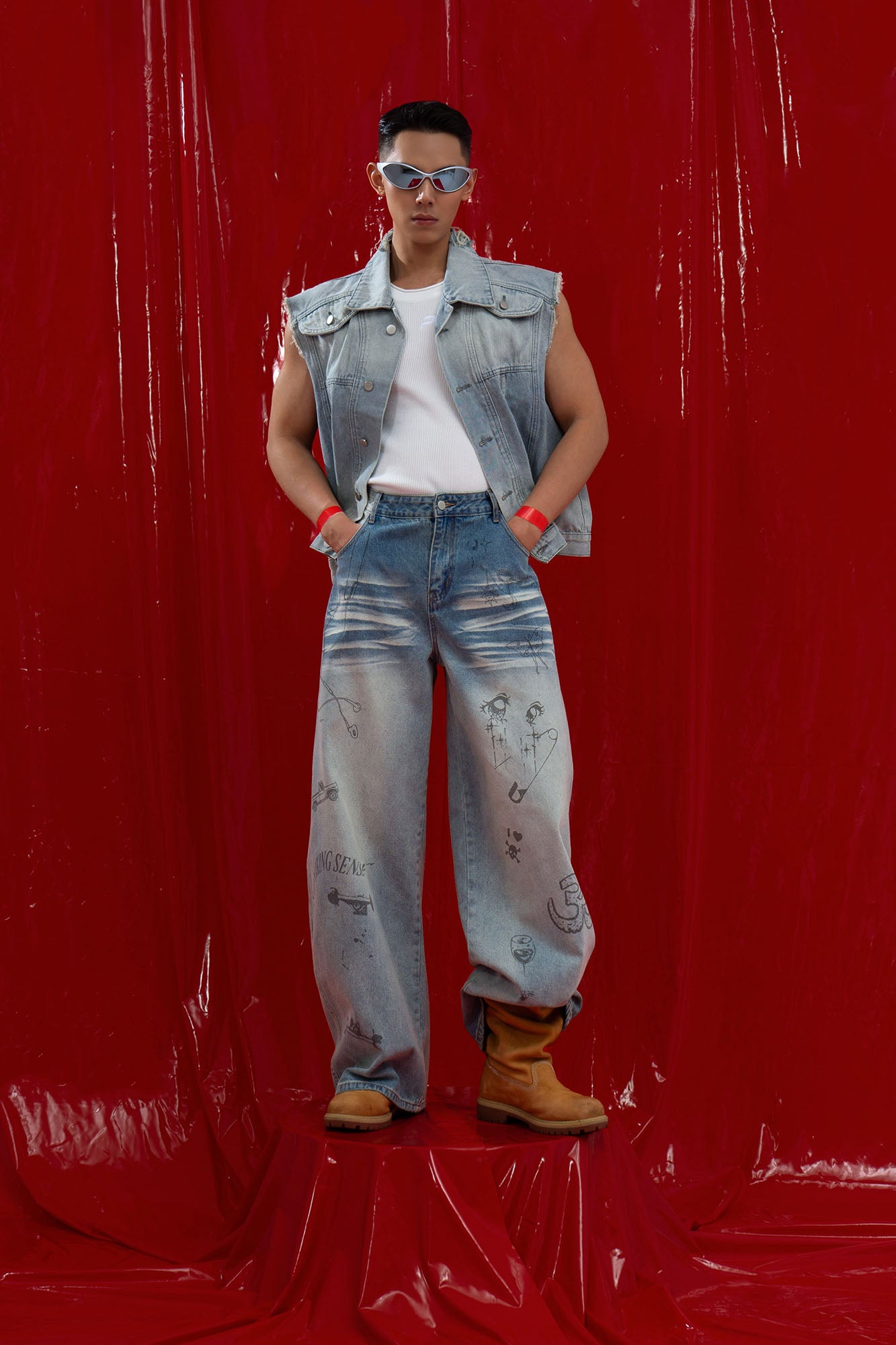 CLP Washed Graffiti Jeans, premium urban and streetwear designers apparel on PROJECTISR.com, CLP