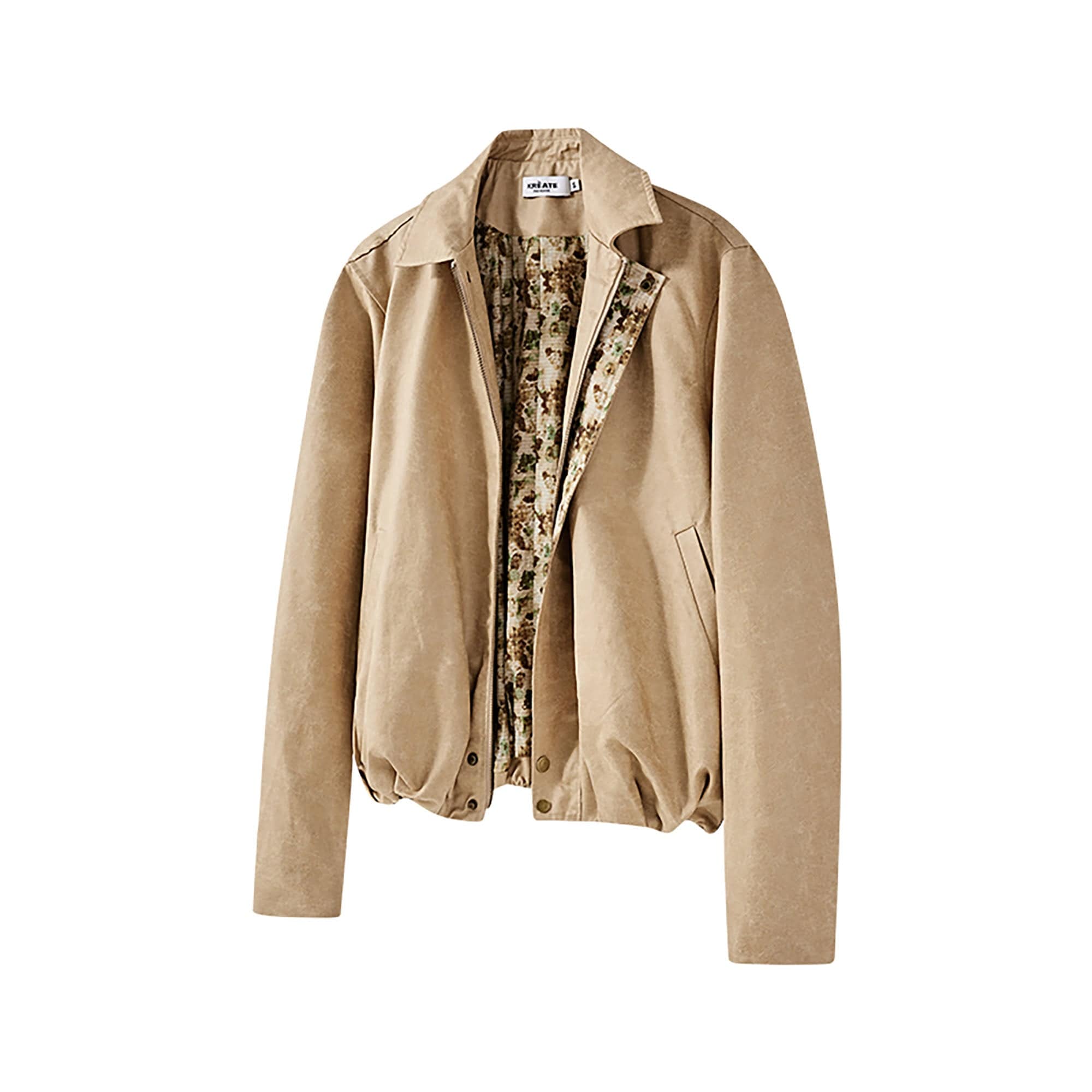KREATE Floral-Lined Suede Bomber Jacket, premium urban and streetwear designers apparel on PROJECTISR.com, KREATE