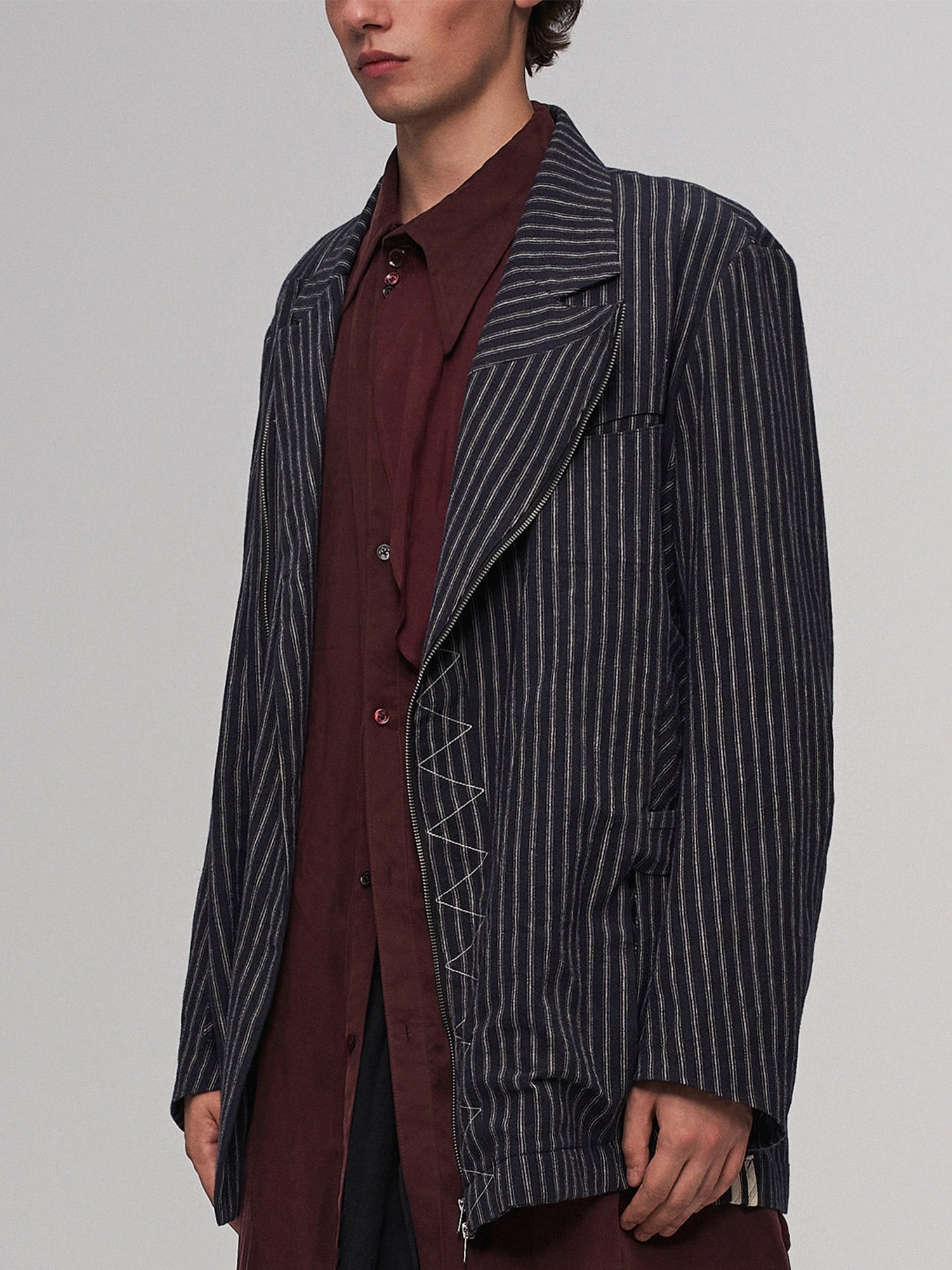 ILNya Nieternite Nifutur Deconstructed Stripe Panel Layered Jacket