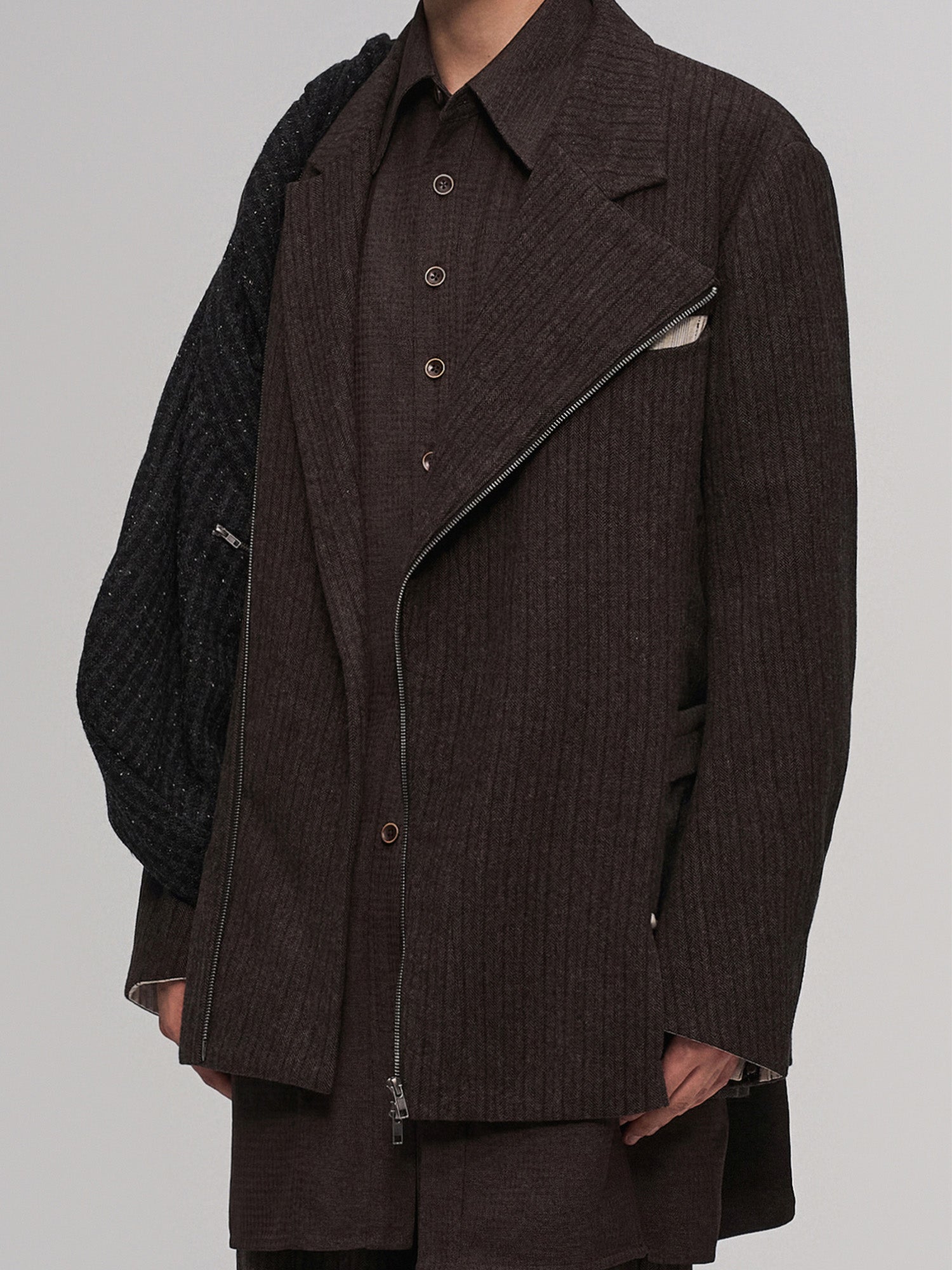 ILNya Nieternite Nifutur Wool-Blend Layered Sash Panel Blazer