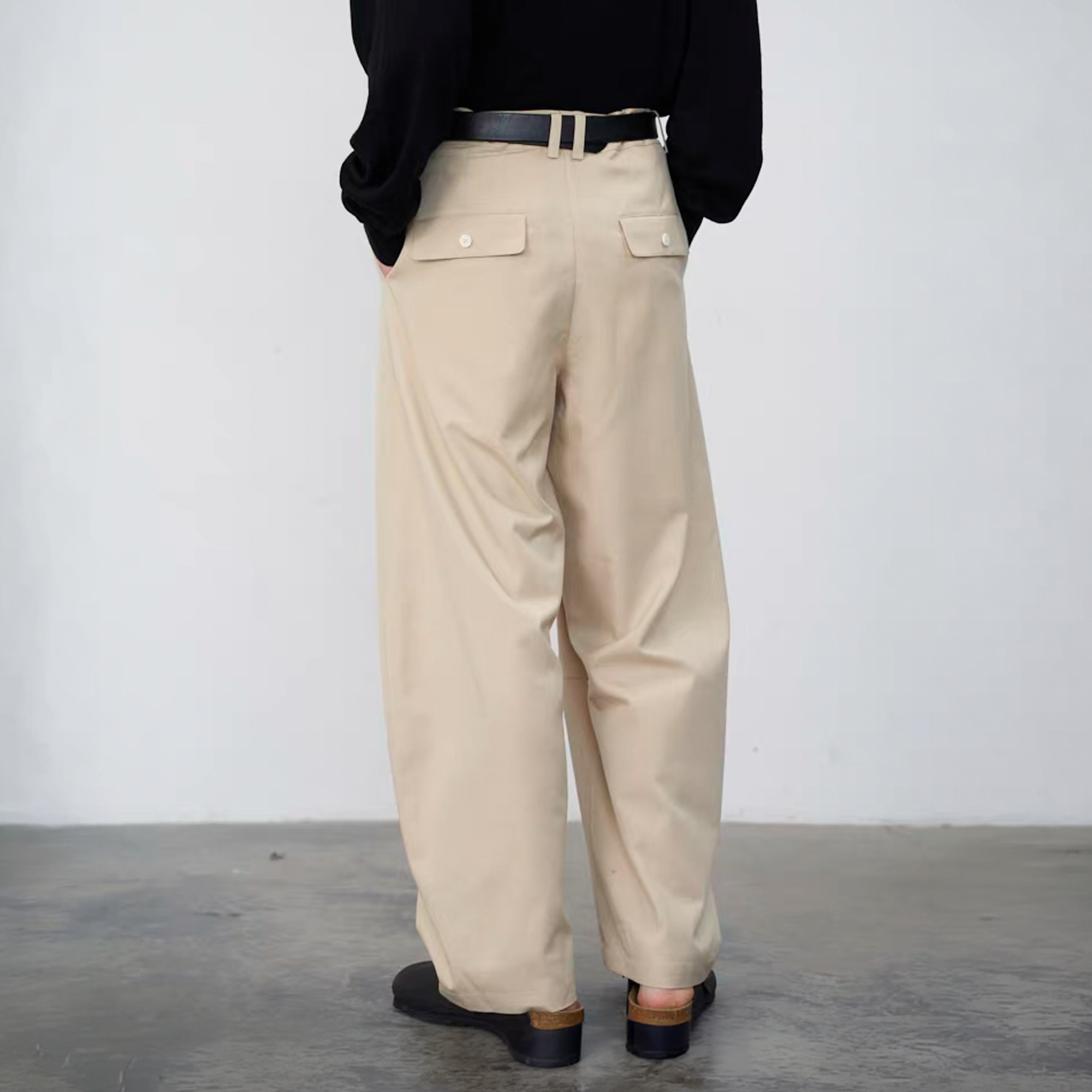 GRAINMUSTARD Retro Pleated High-Waist Wide-Leg Trousers, premium urban and streetwear designers apparel on PROJECTISR.com, GRAINMUSTARD