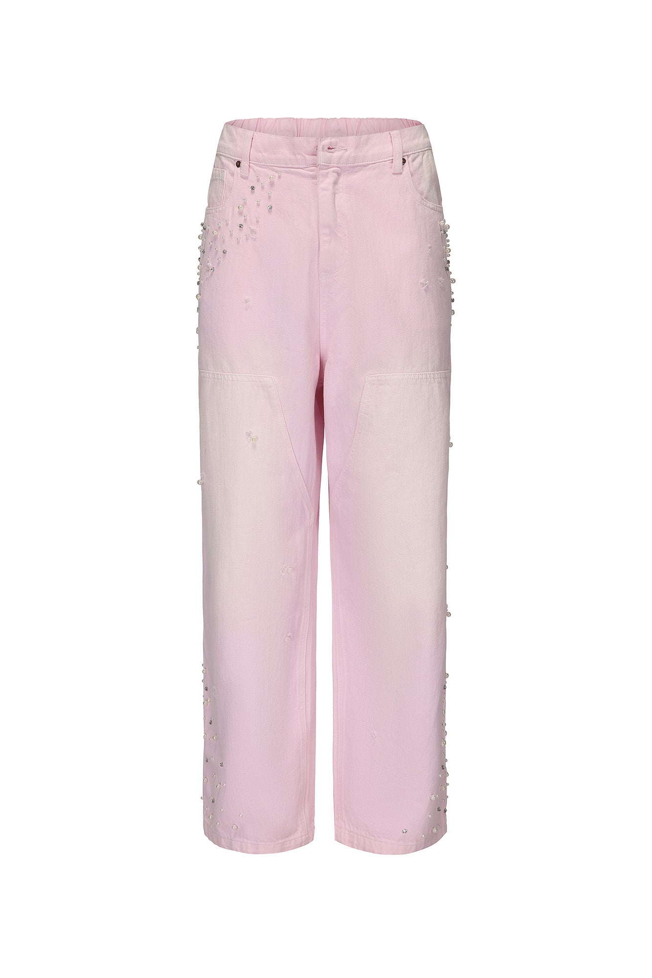 VANN VALRENCE Washed Beaded Double-Knee Trousers, premium urban and streetwear designers apparel on PROJECTISR.com, VANN VALRENCE
