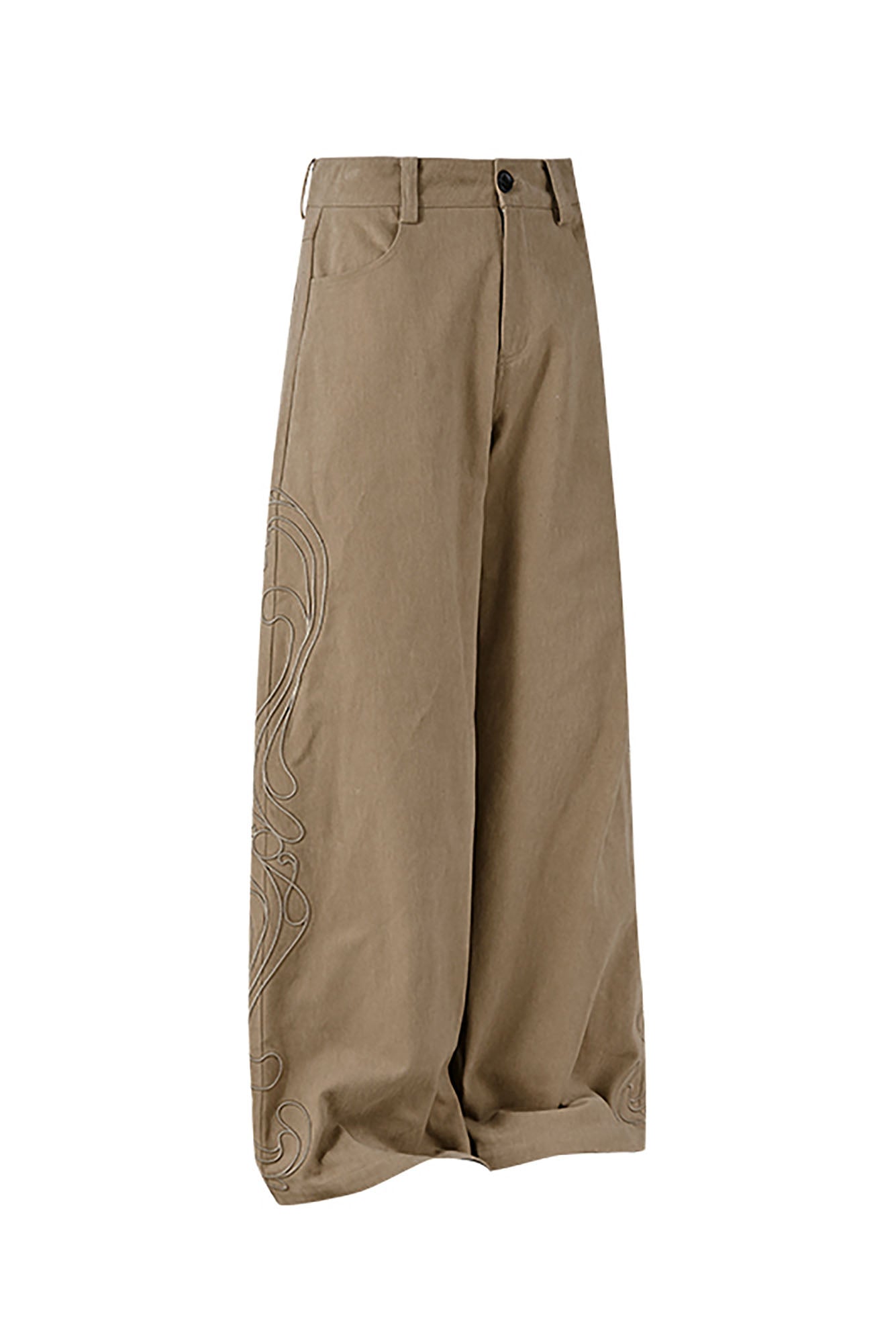 KREATE Totem Embroidered Oversized Straight-Leg Pants