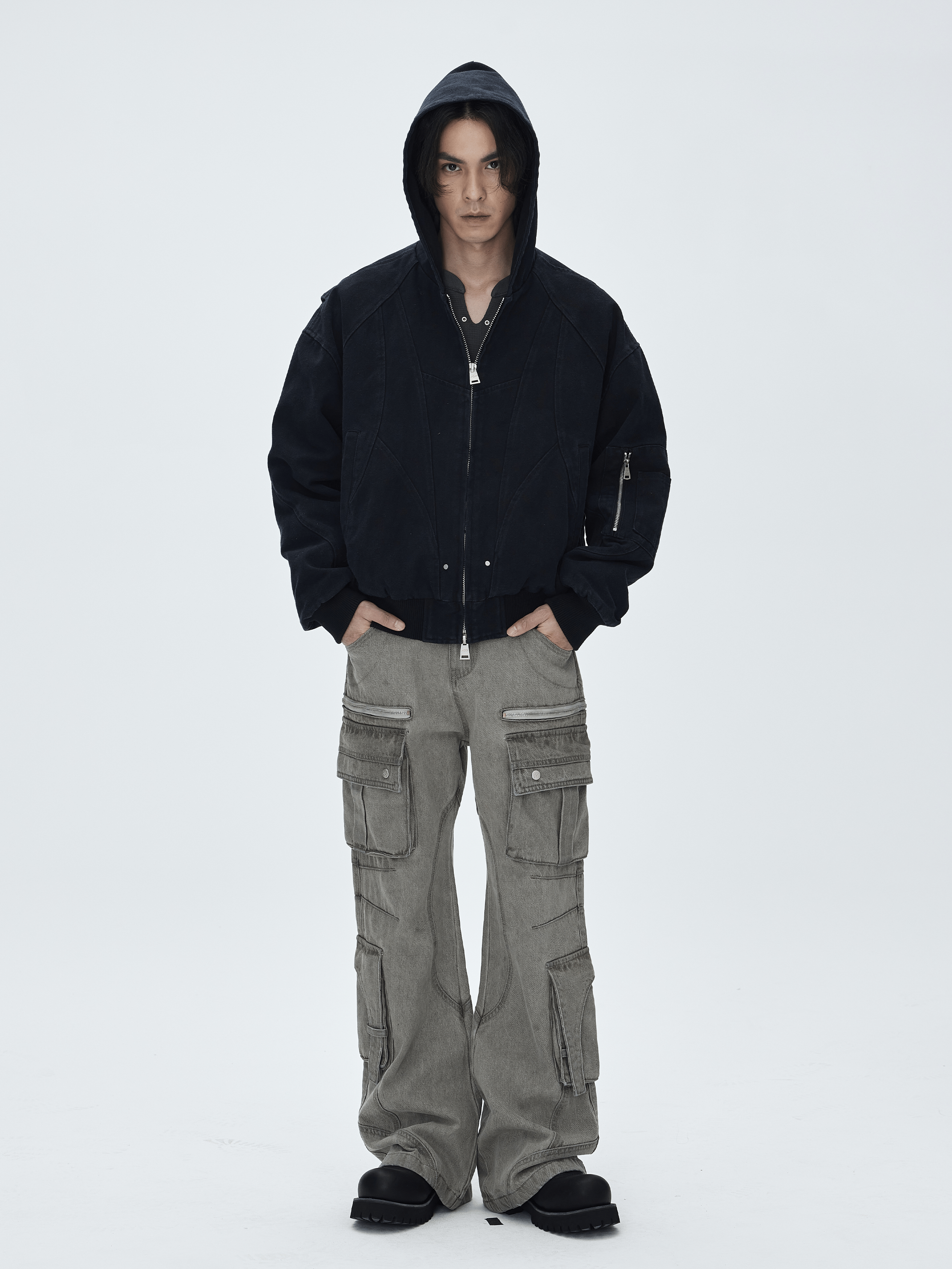 CATSSTAC Washed Multi-Pocket Utility Straight-Leg Jeans, premium urban and streetwear designers apparel on PROJECTISR.com, CATSSTAC