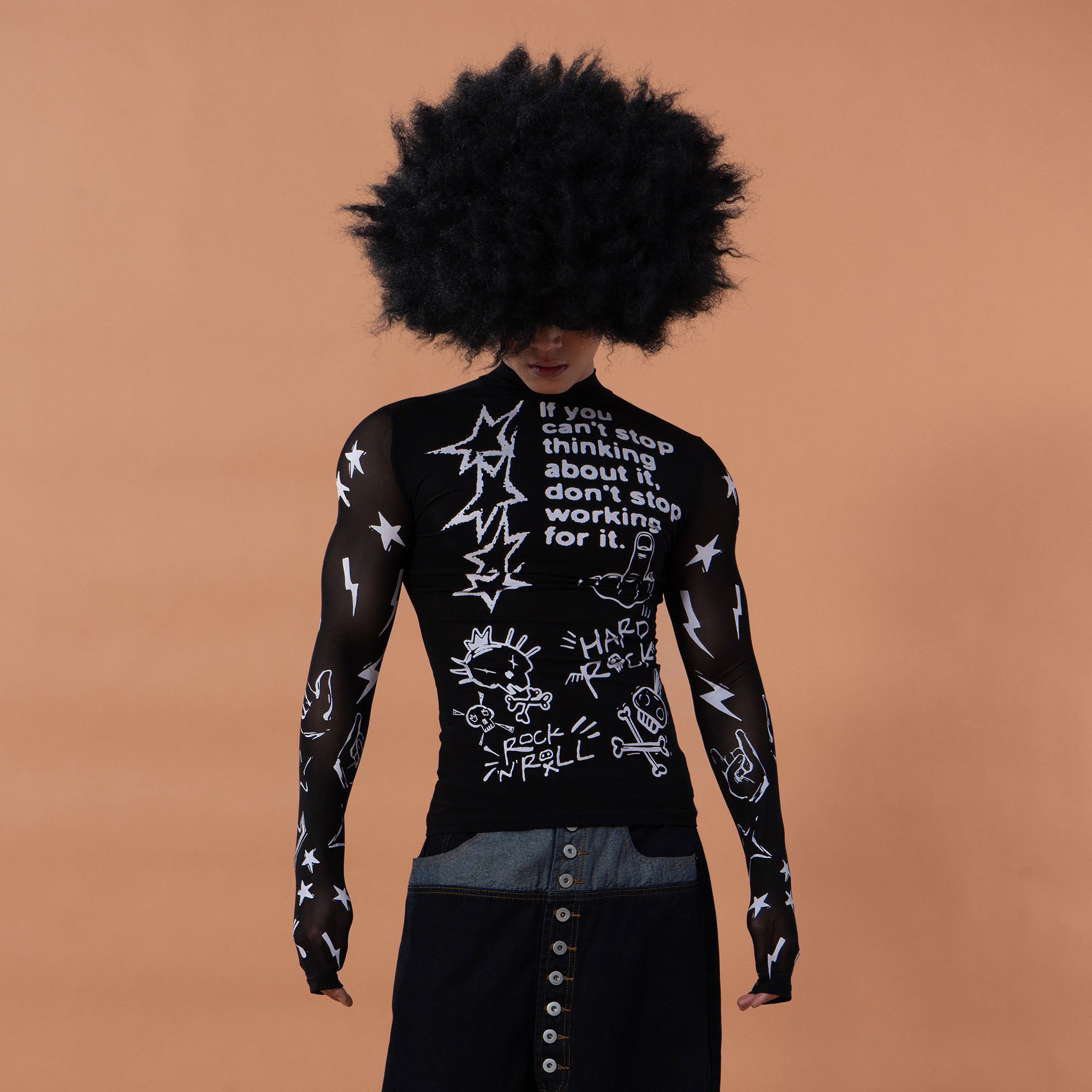 CLP Full-Print Graffiti Mesh Long-Sleeve Tee, premium urban and streetwear designers apparel on PROJECTISR.com, CLP