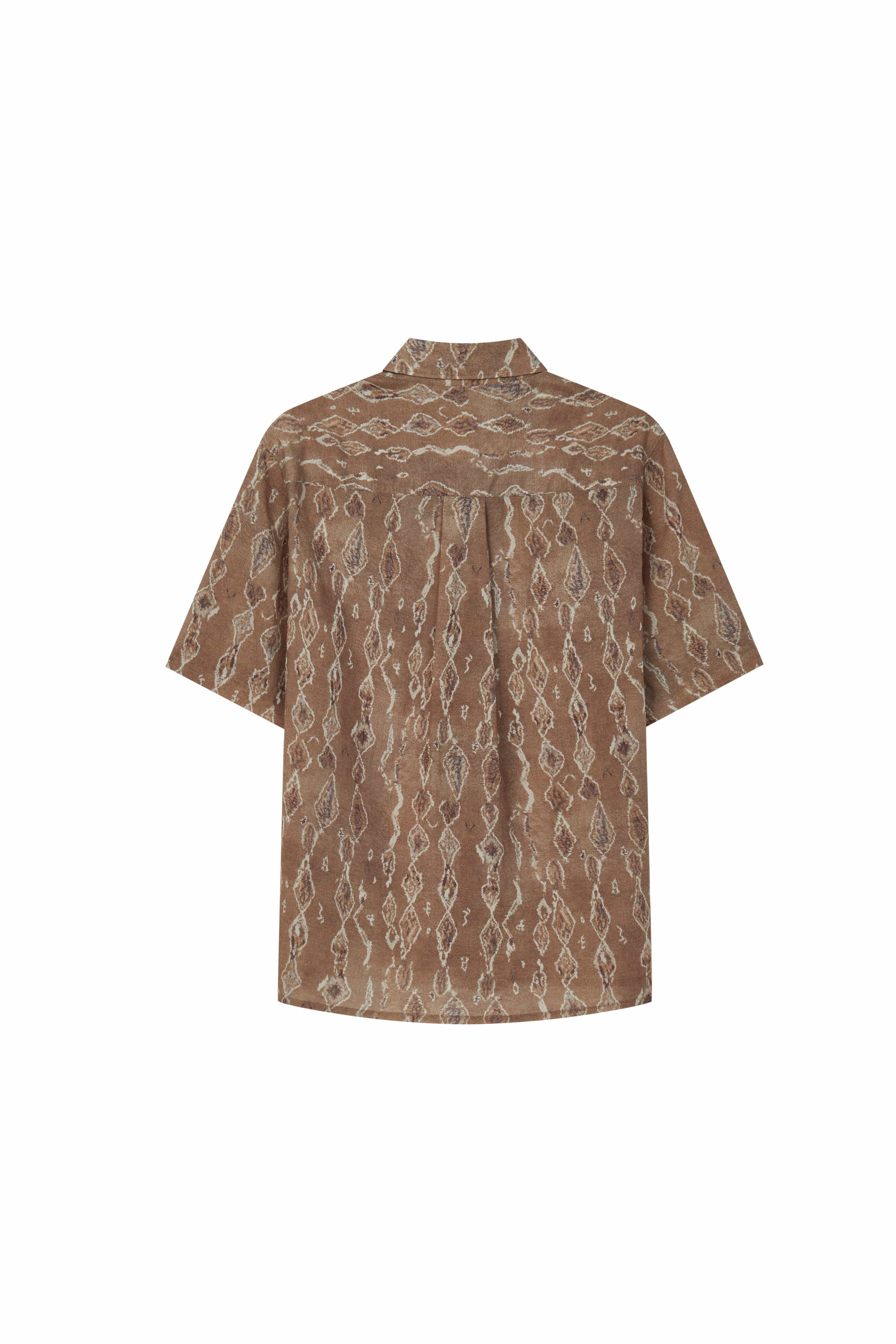 OPICLOTH Retro Woodgrain Full-Print Ruffle Half Shirt, premium urban and streetwear designers apparel on PROJECTISR.com, OPICLOTH