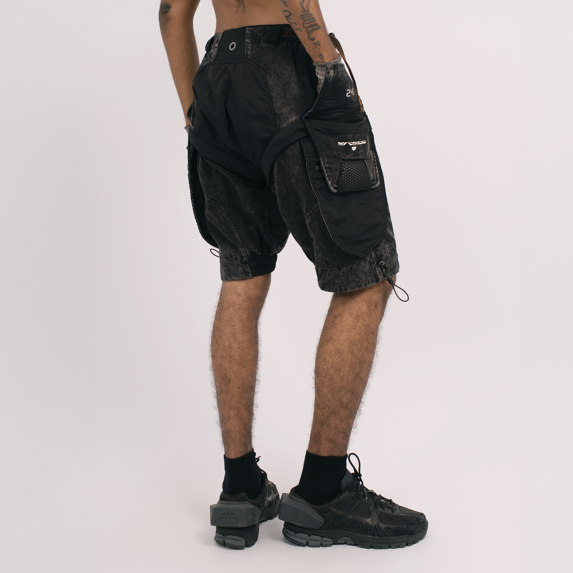 STEAM Distressed Spliced Detachable Utility Shorts