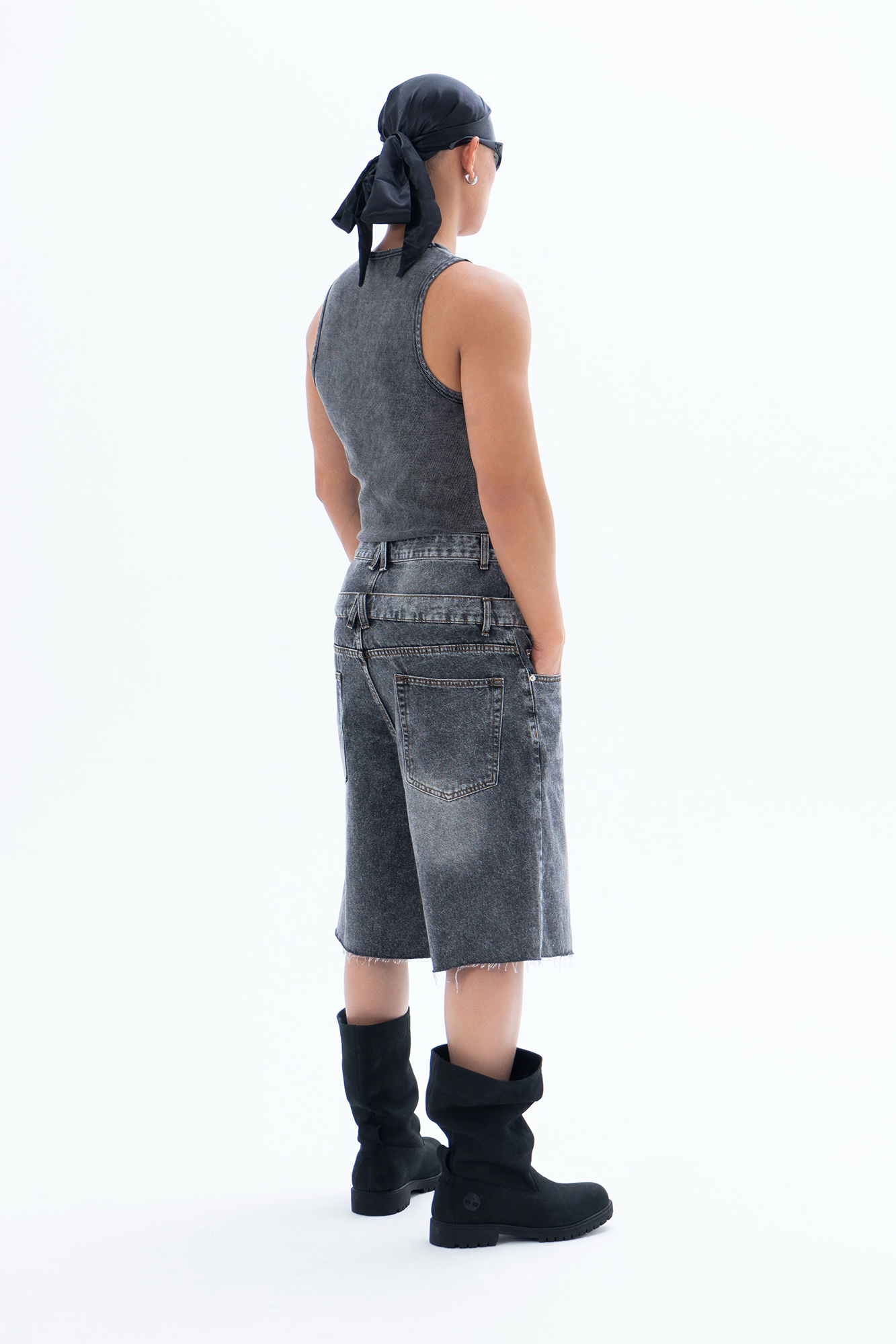 CLP Retro Washed Double-Waist Denim Shorts