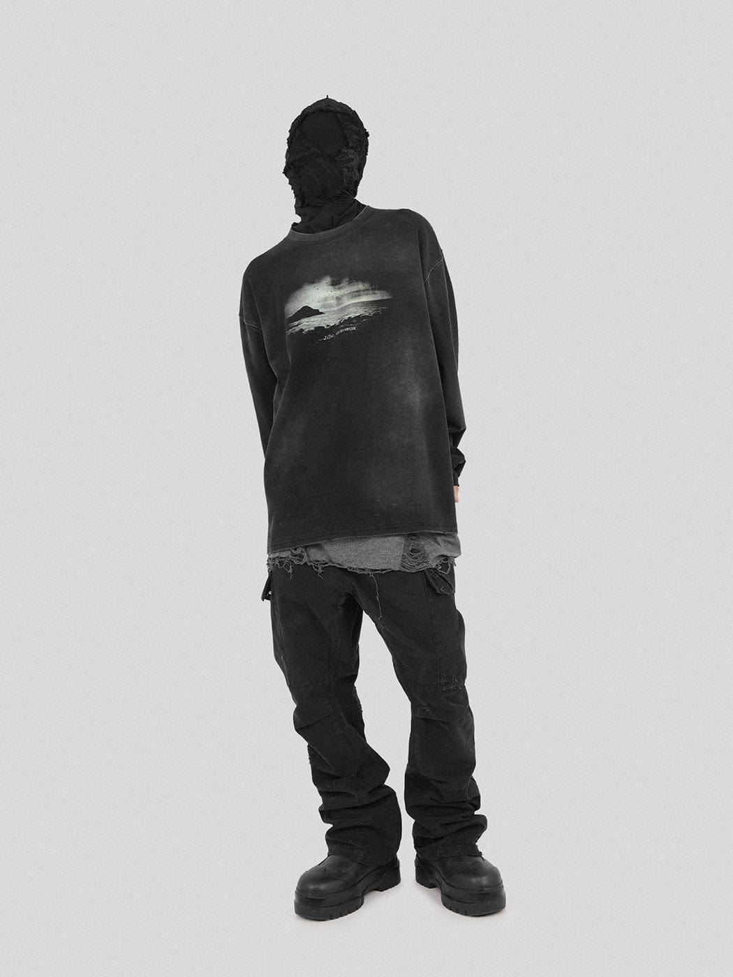 UNDERWATER Distressed Flare Pants, premium urban and streetwear designers apparel on PROJECTISR.com, UNDERWATER