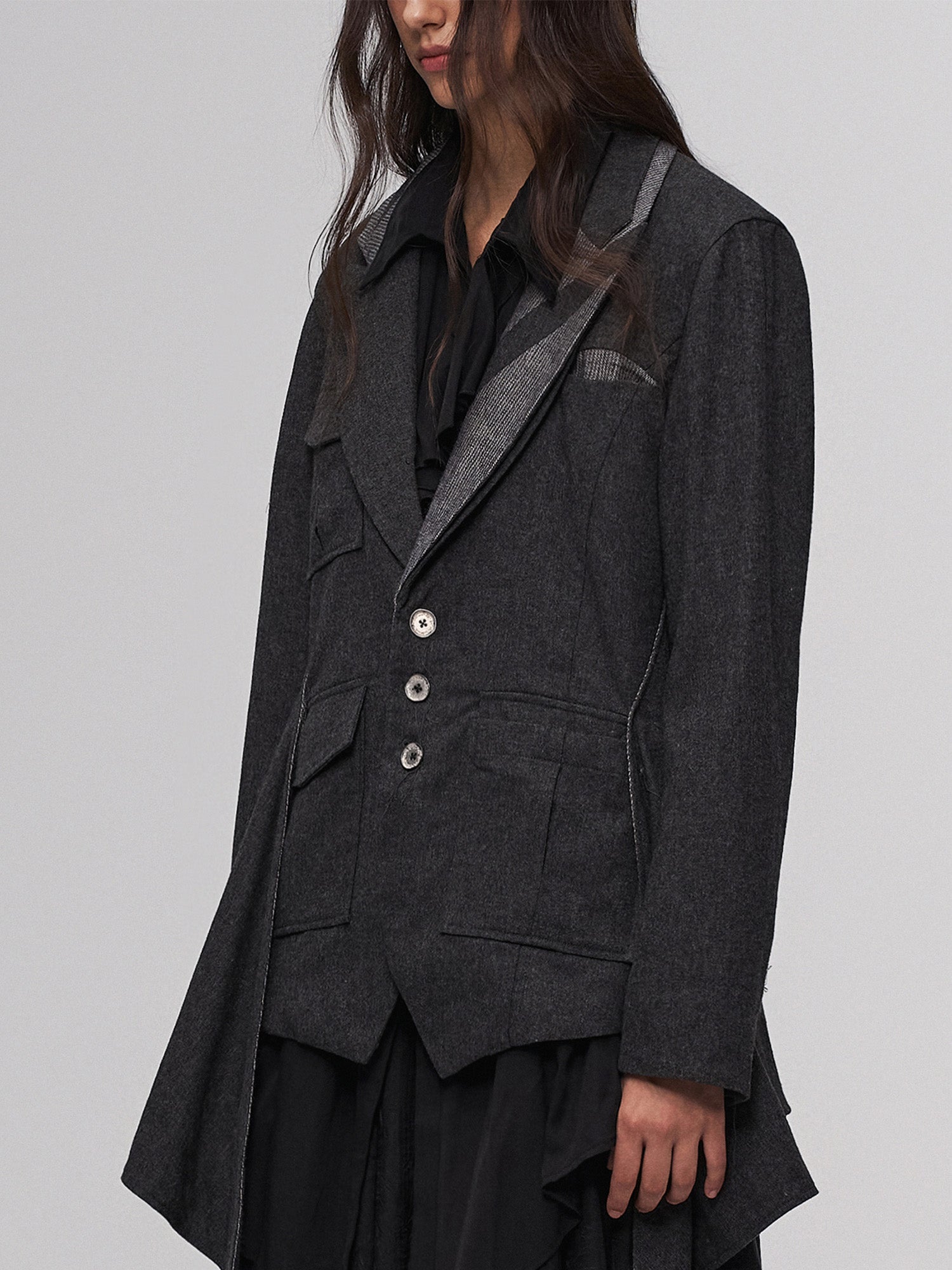 ILNya Nieternite Nifutur Asym Draped-Pleated Panel-Collar Blazer