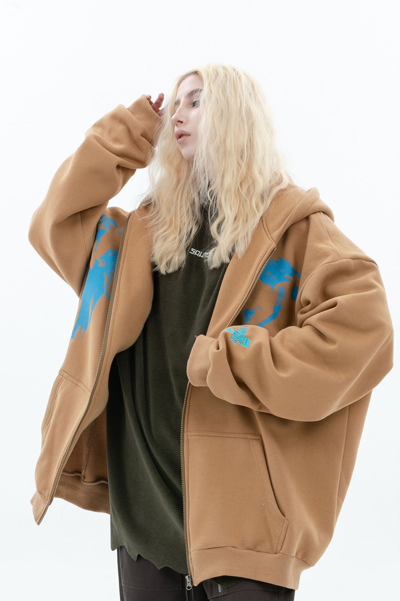 ERROR CODE ROBOT Fleetwood Mac Graphic Oversized Hooded Jacket, premium urban and streetwear designers apparel on PROJECTISR.com, ERROR CODE ROBOT