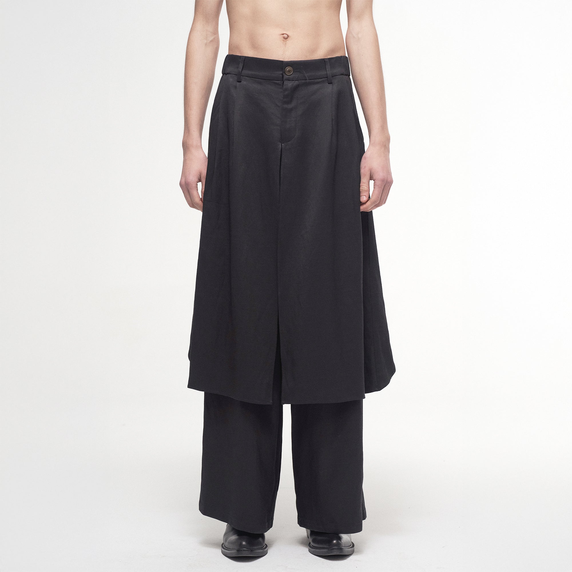 ILNya Nieternite Nifutur Asymmetrical Double-Layer Wide-Leg Pants