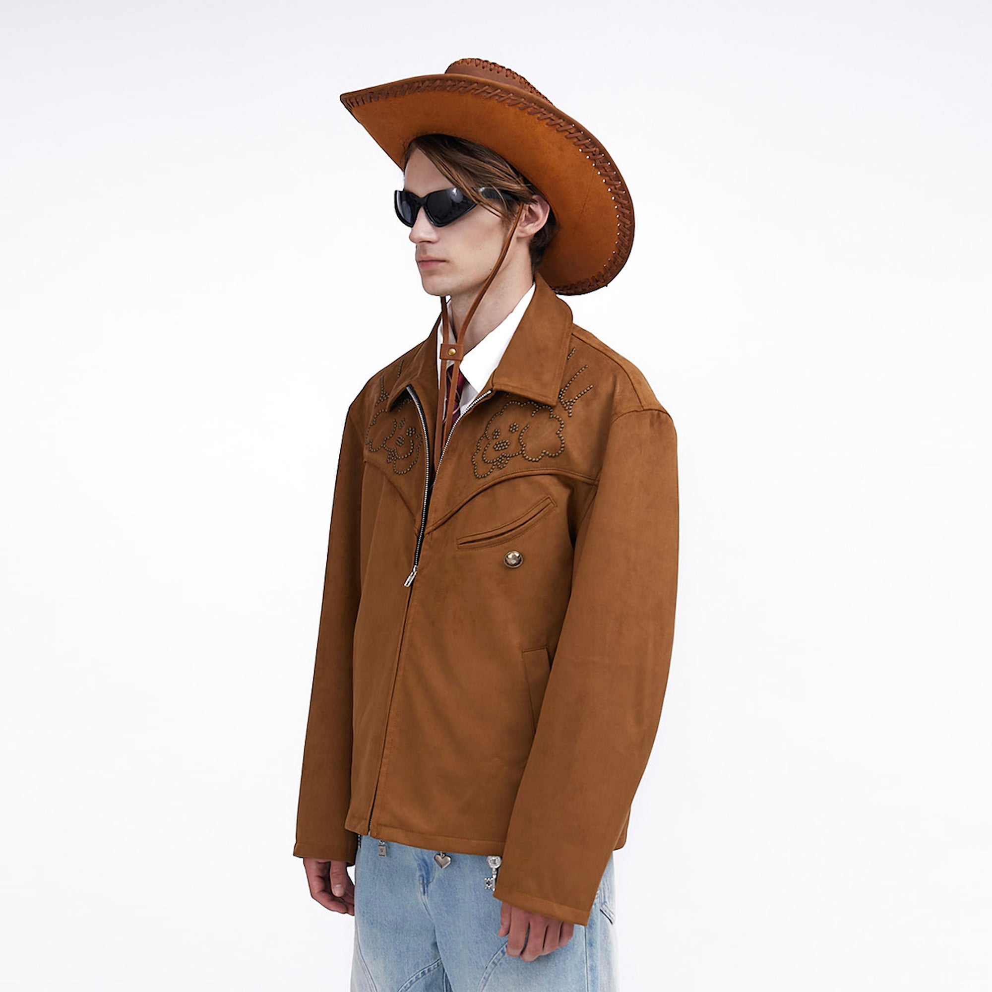 ASSEEN Studded Suede Yoke Jacket