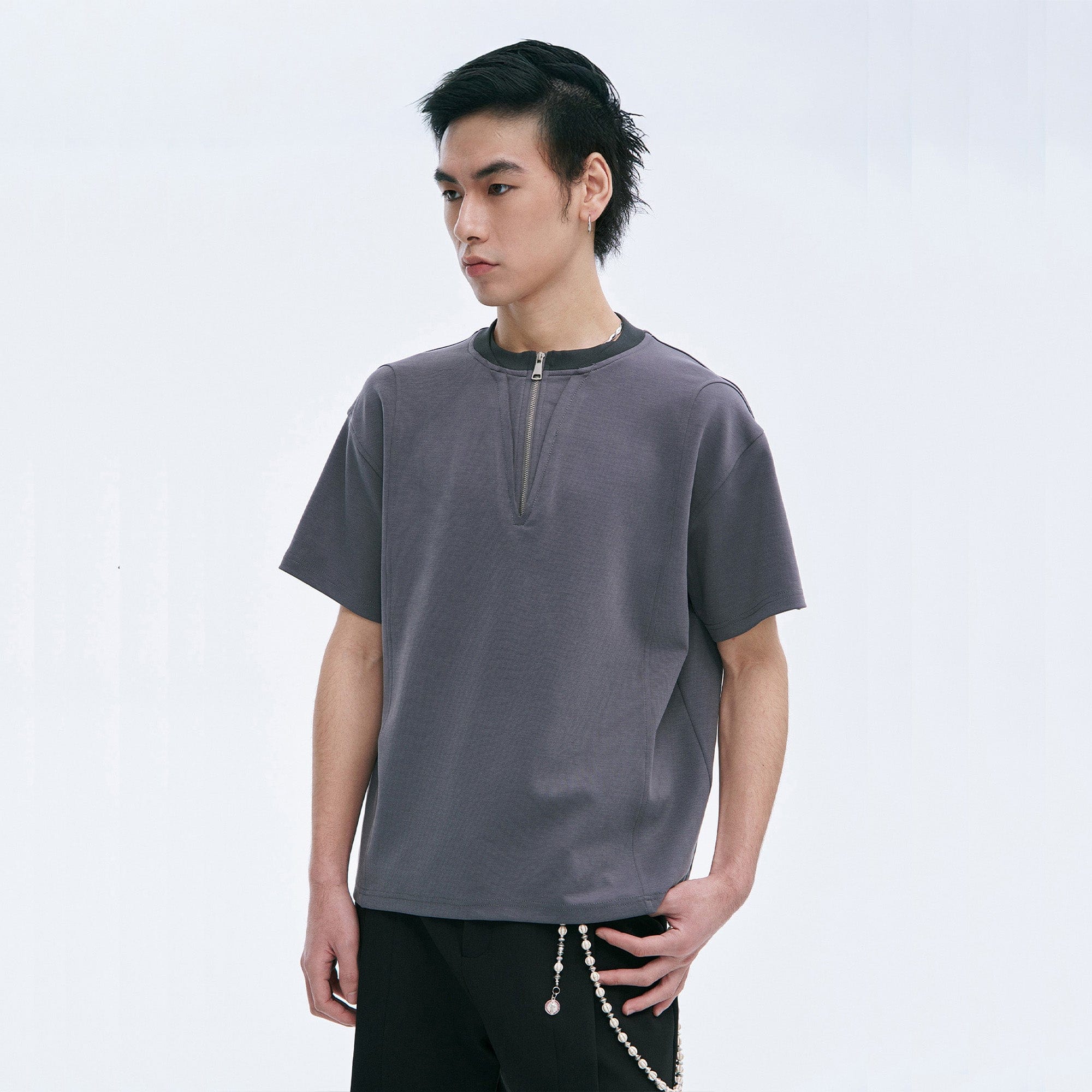 CATSSTAC Cross Spliced Dual-Zip T-Shirt, premium urban and streetwear designers apparel on PROJECTISR.com, CATSSTAC