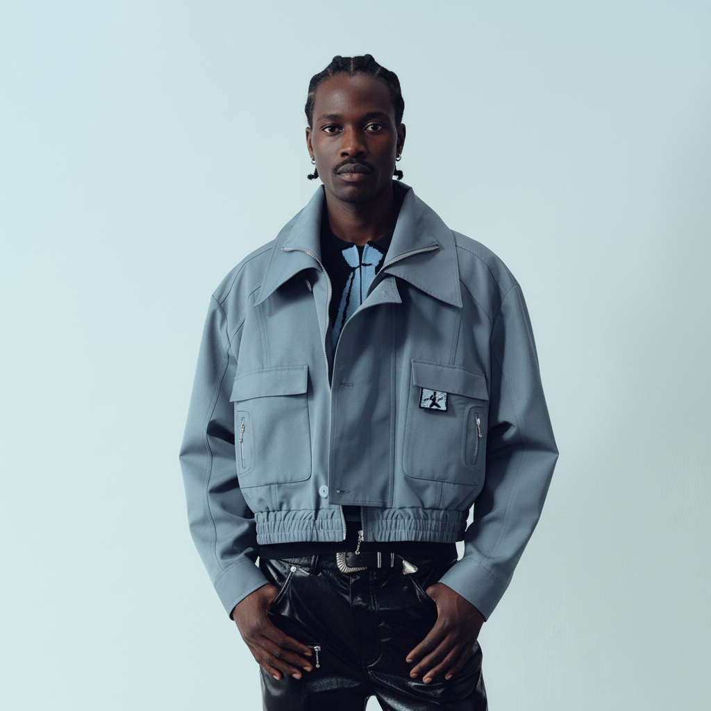 KADAKADA Double-Collar Shielded Utility Cropped Jacket