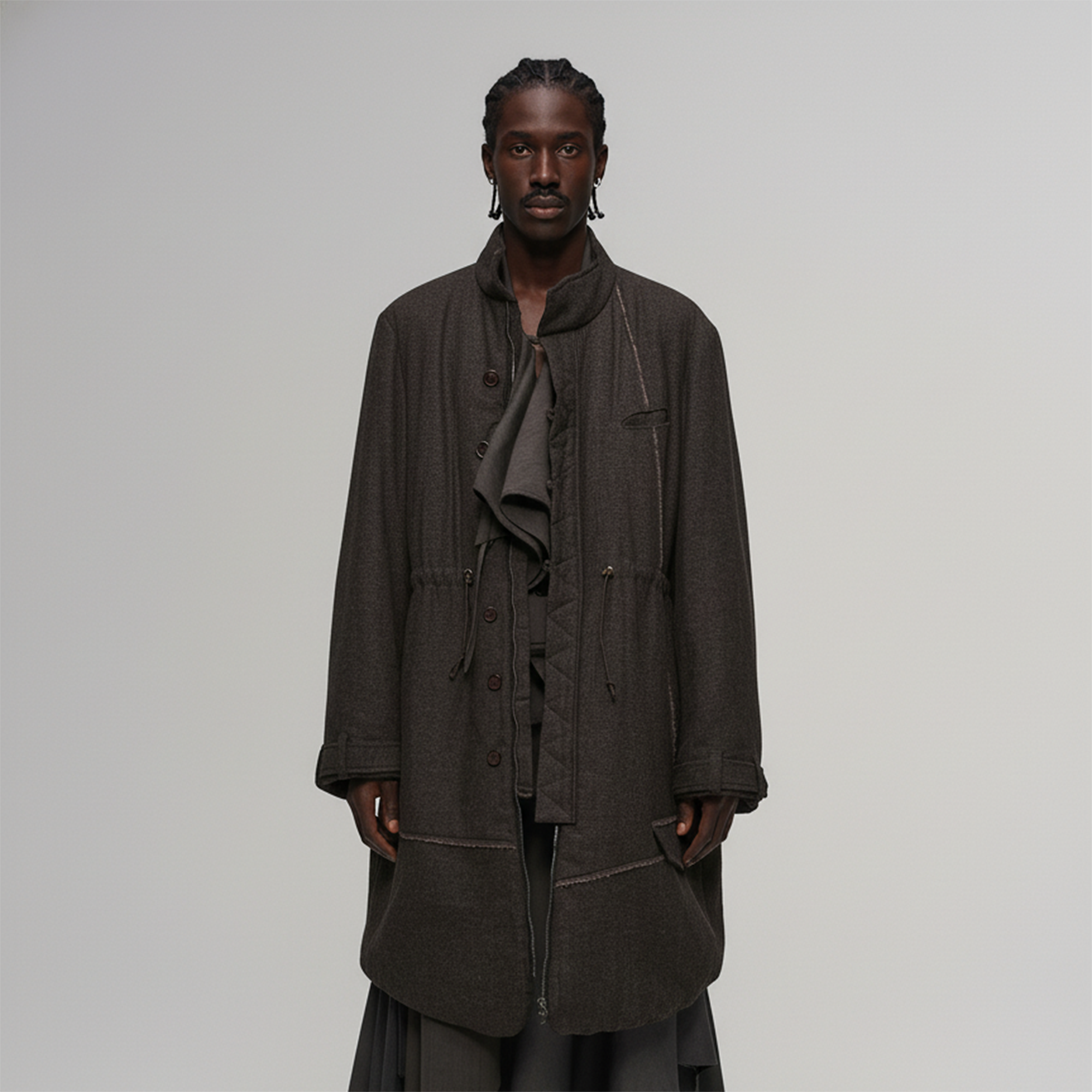 ILNya Nieternite Nifutur Asym Hem Drawcord Wool-Blend Parka