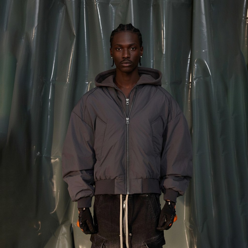 RECOVER ZONE Ruched Layered Hooded Down Jacket