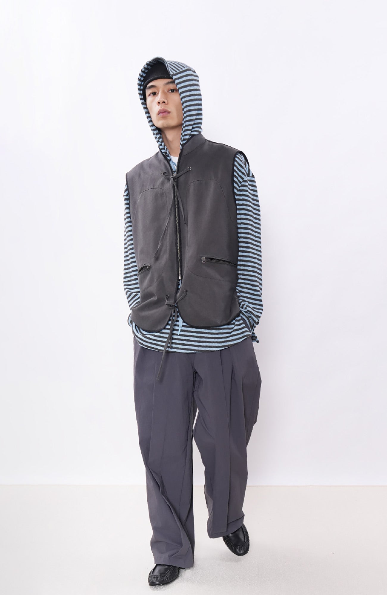 7440 37 1 Striped Lace-Up Hoodie Tee, premium urban and streetwear designers apparel on PROJECTISR.com, 7440 37 1