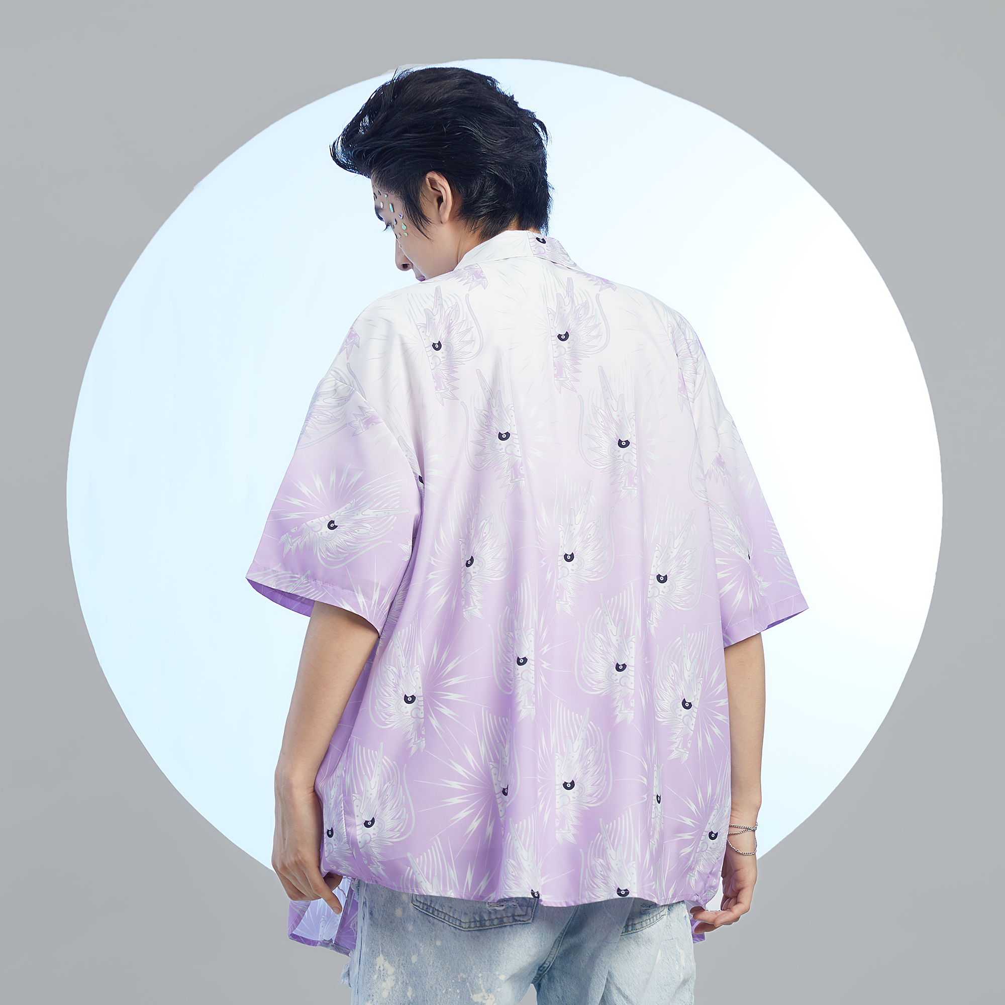 MASH UP ASIA Dragon Jacquard Half Shirt, premium urban and streetwear designers apparel on PROJECTISR.com, MASH UP ASIA