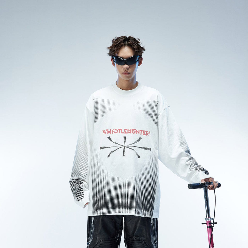 WHISTLEHUNTER Contrasted Misaligned Logo L/S Tee, premium urban and streetwear designers apparel on PROJECTISR.com, WHISTLEHUNTER